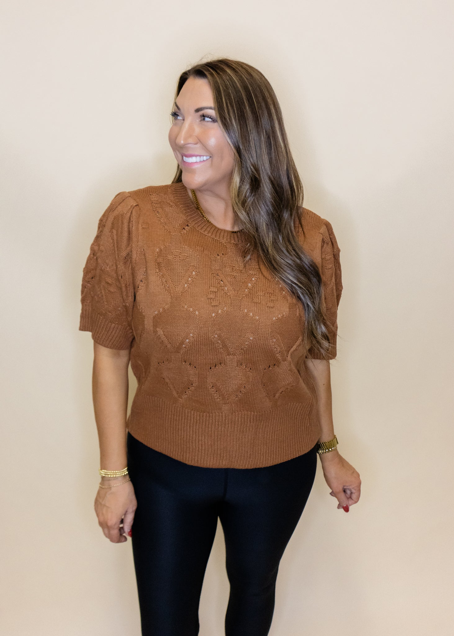 Toffee Crochet Crop Sweater