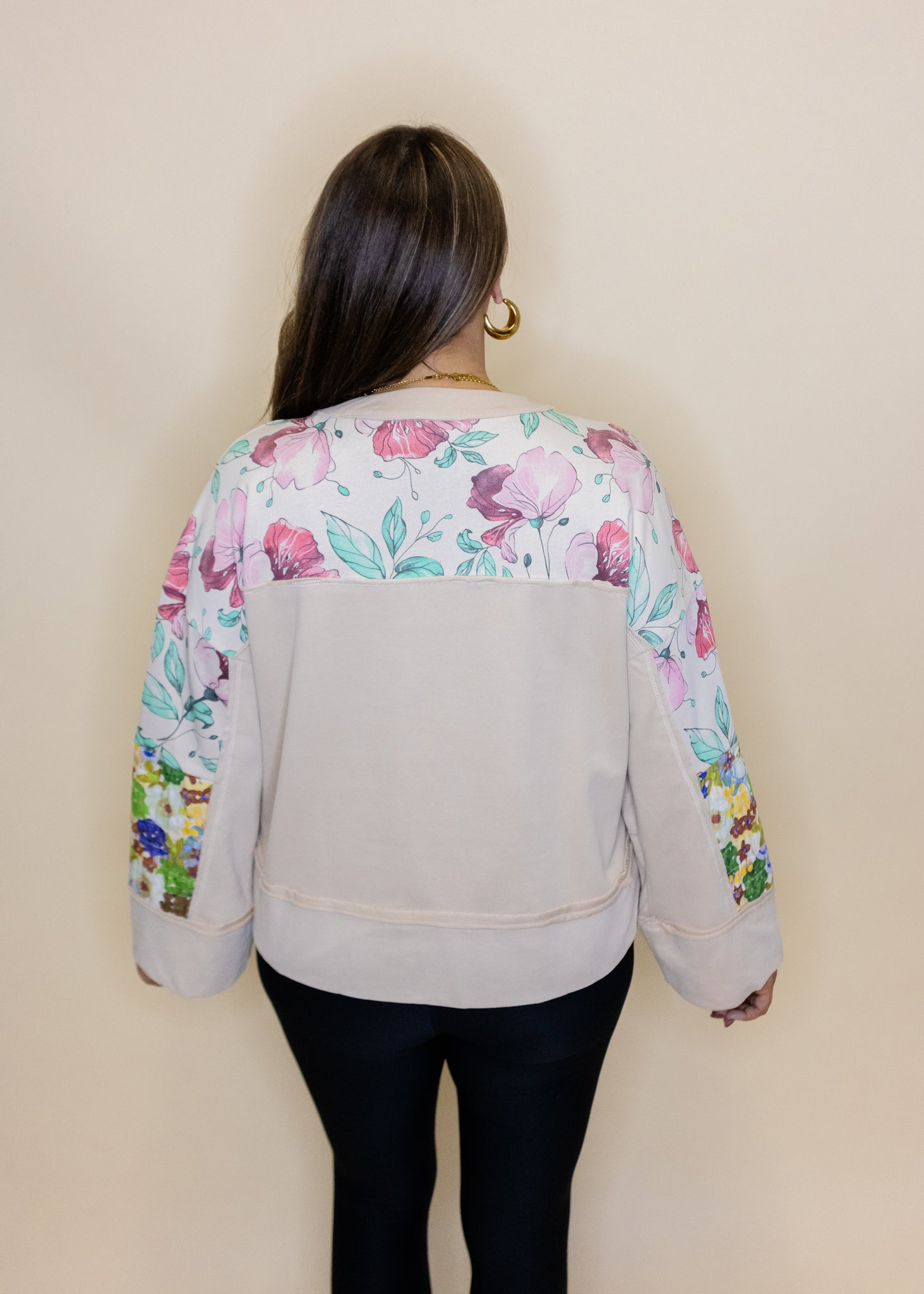 Taupe Mixed Floral Top