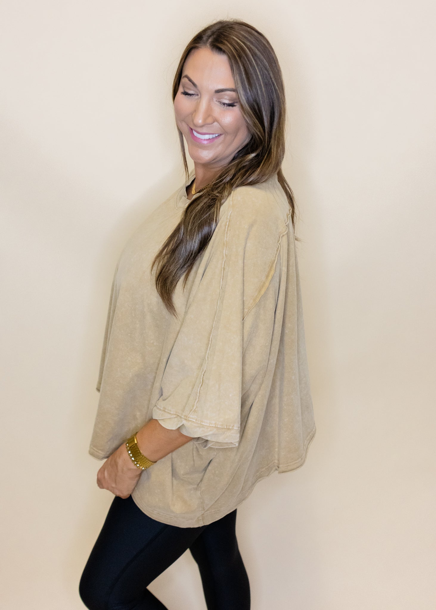 Taupe Detail Dolman Sleeve Top