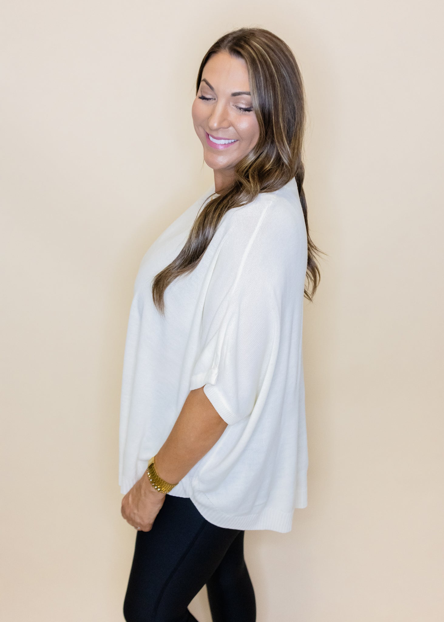 Ivory Dolman Light Weight Sweater