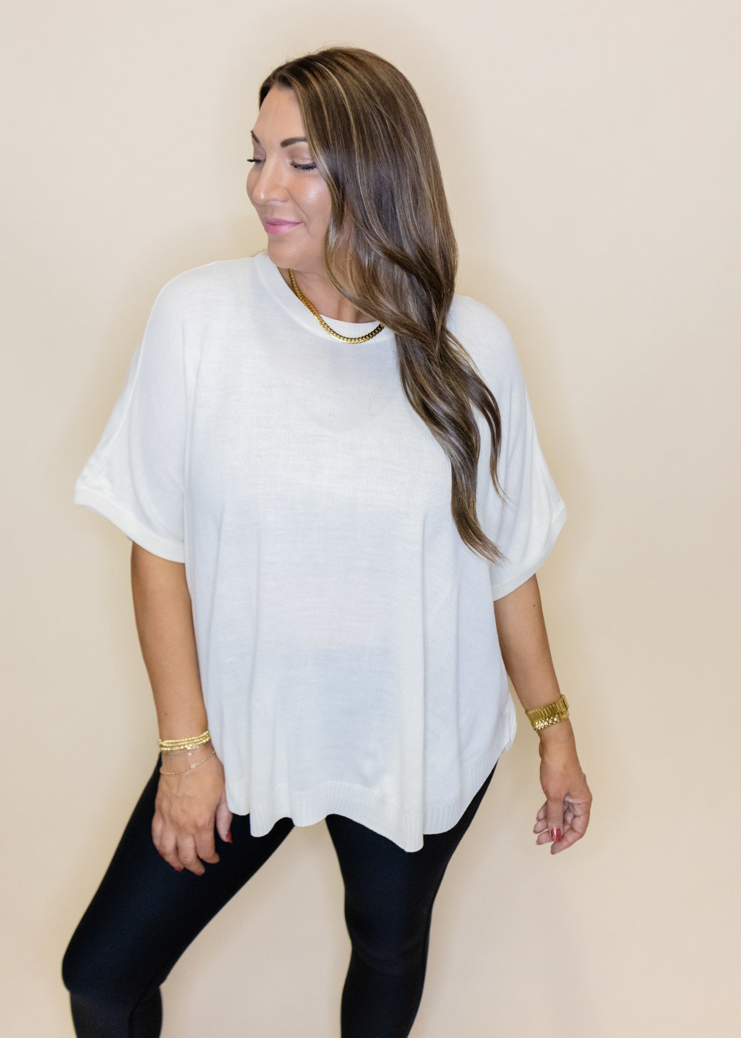 Ivory Dolman Light Weight Sweater