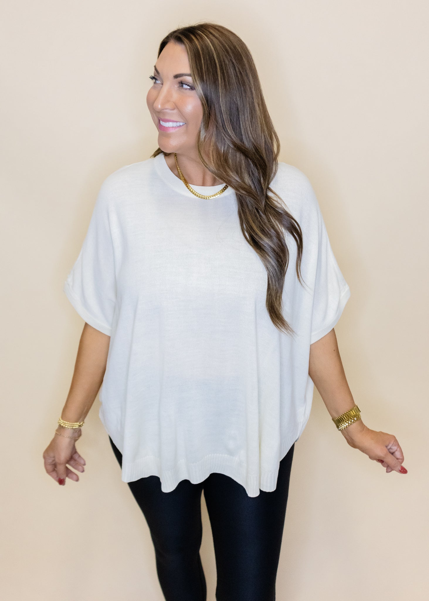 Ivory Dolman Light Weight Sweater