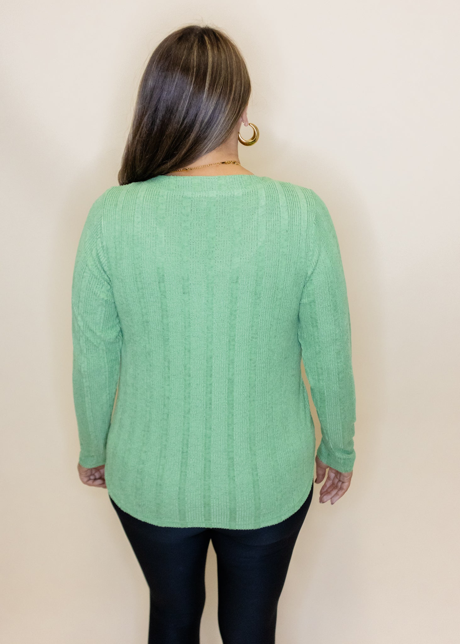 Green Button Detail Henley Top