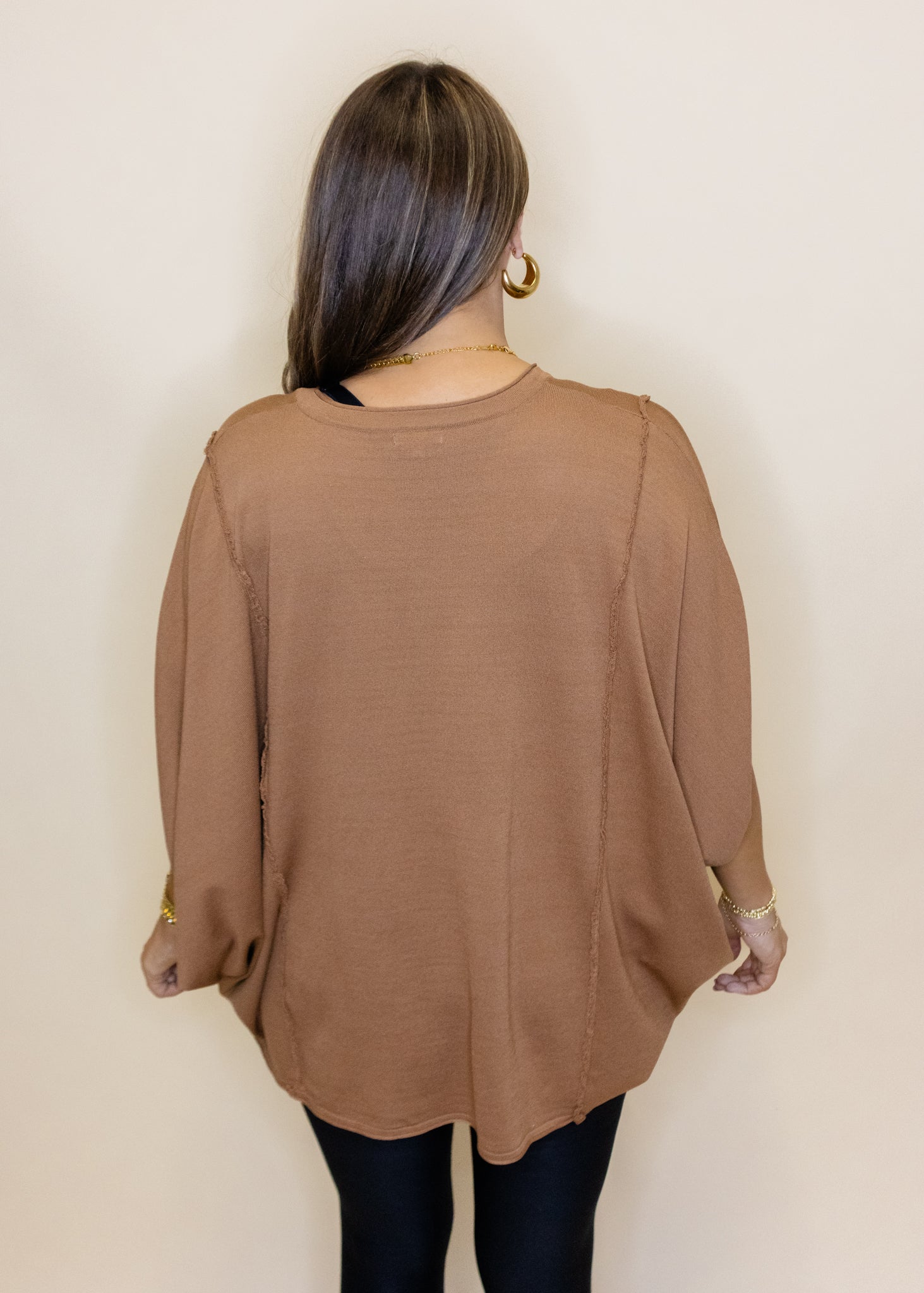 Mocha Drape V-Neck Top