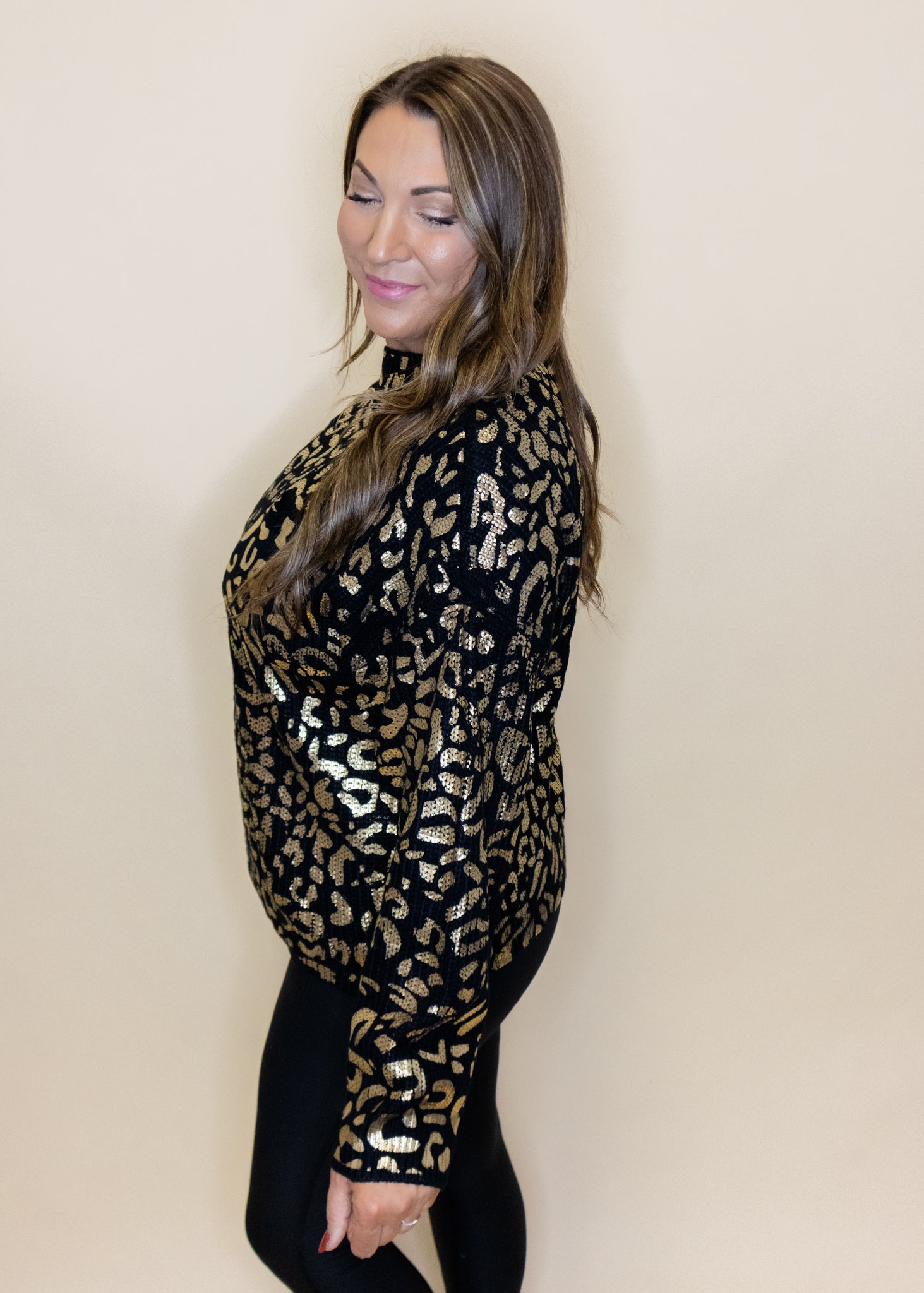 Black Metallic Leopard Sweater