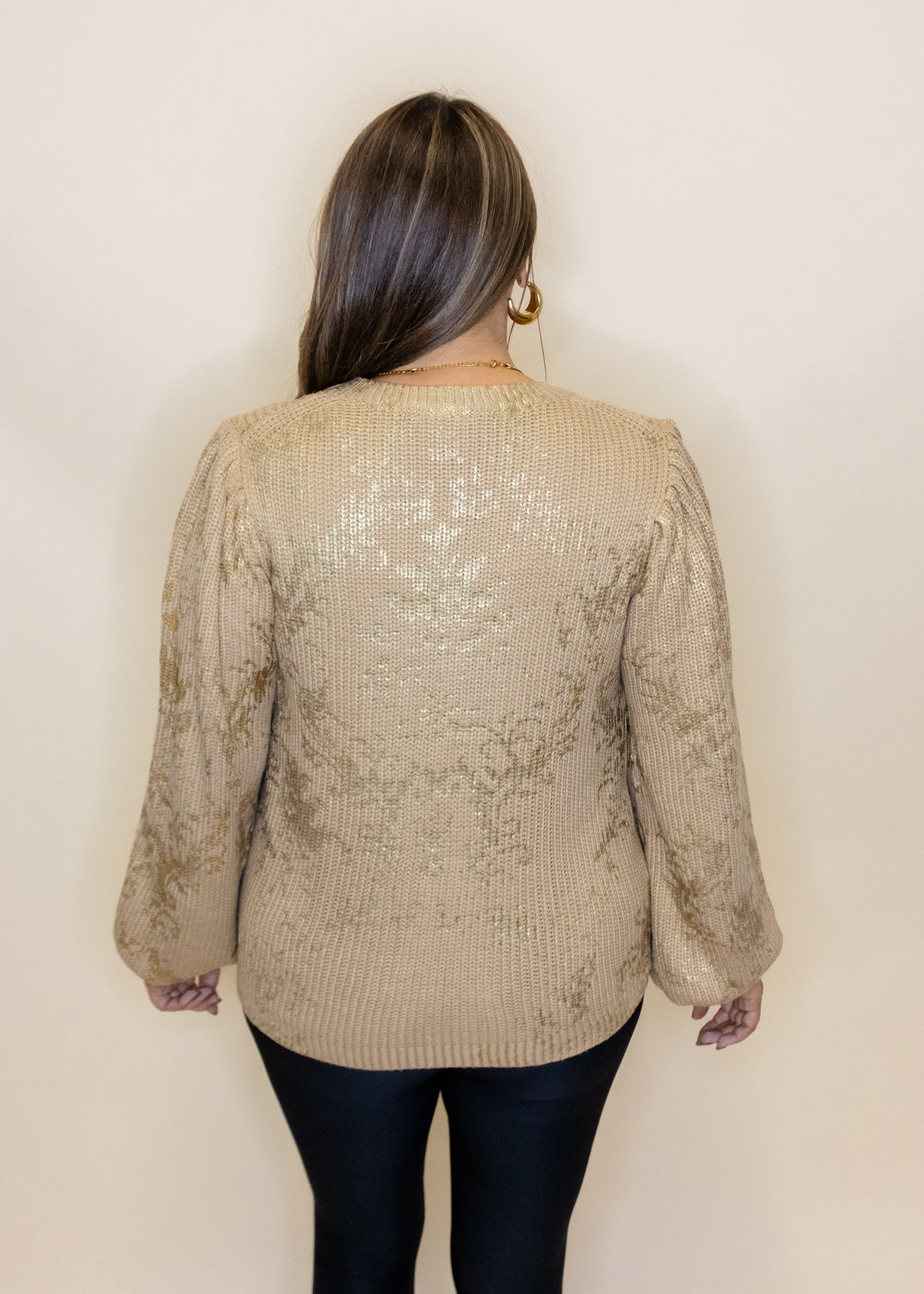 Taupe Metallic Print Sweatshirt