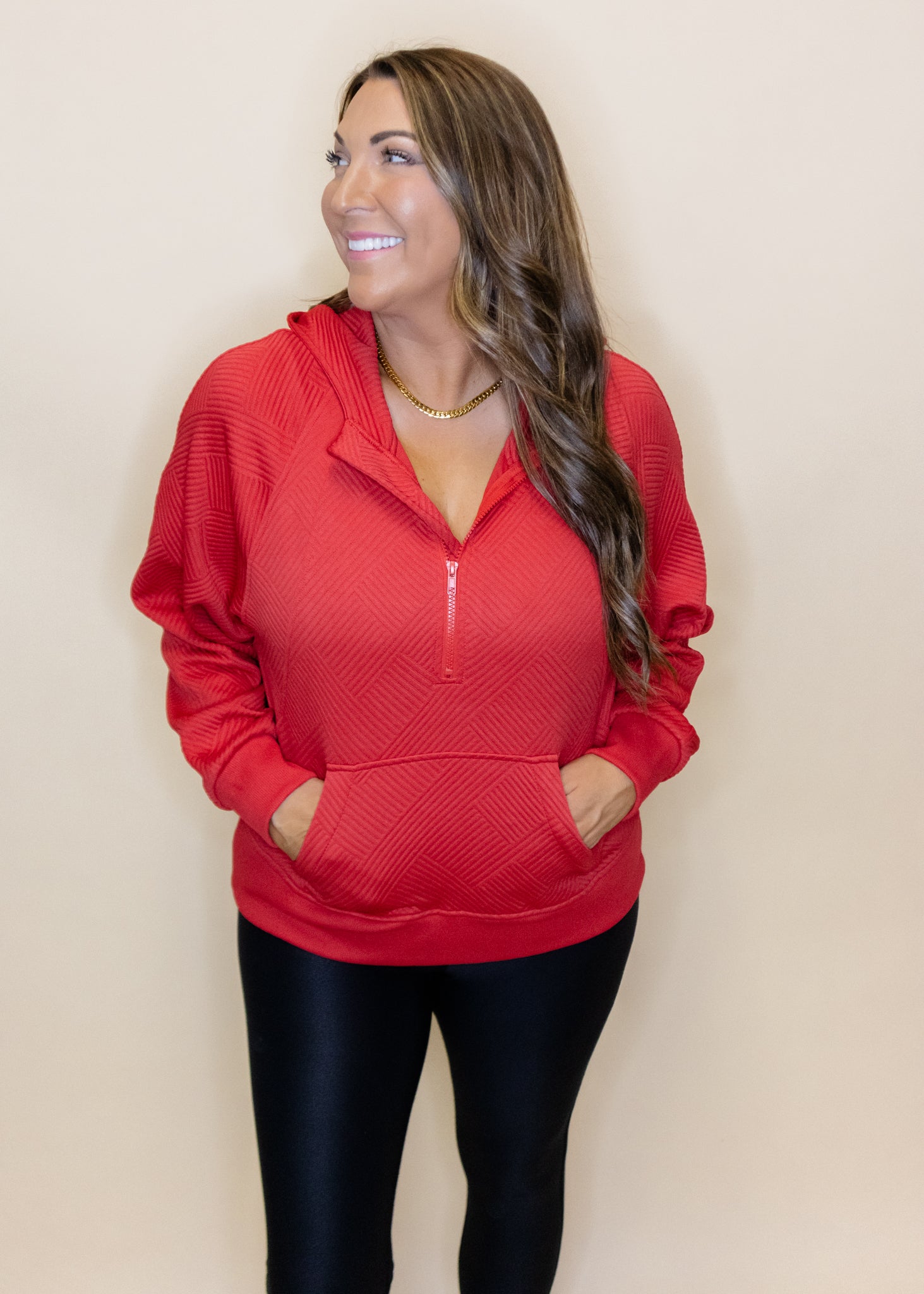 Red Zip Pocket Sweatshirt