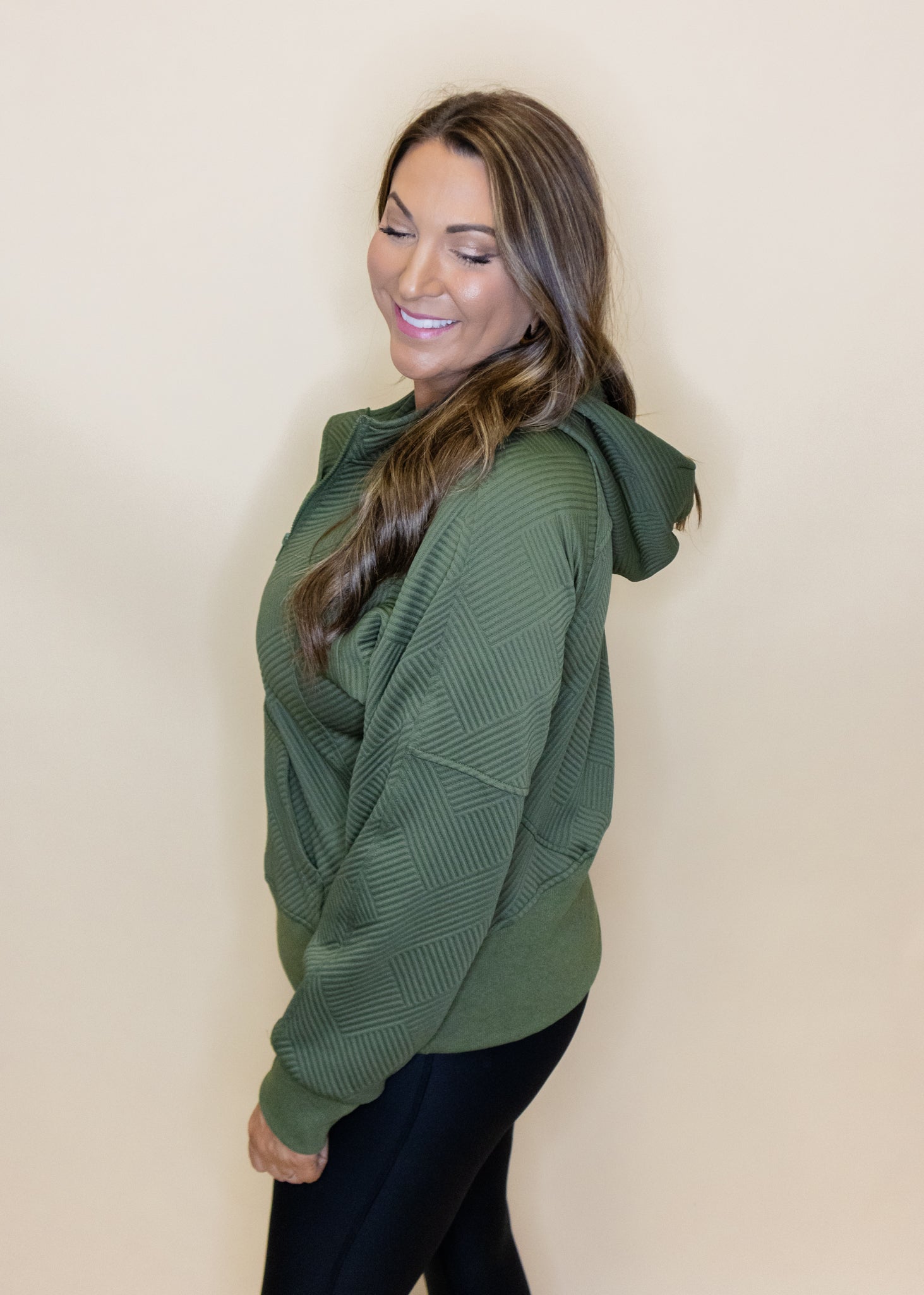 Olive Zip Pocket Sweatshirt