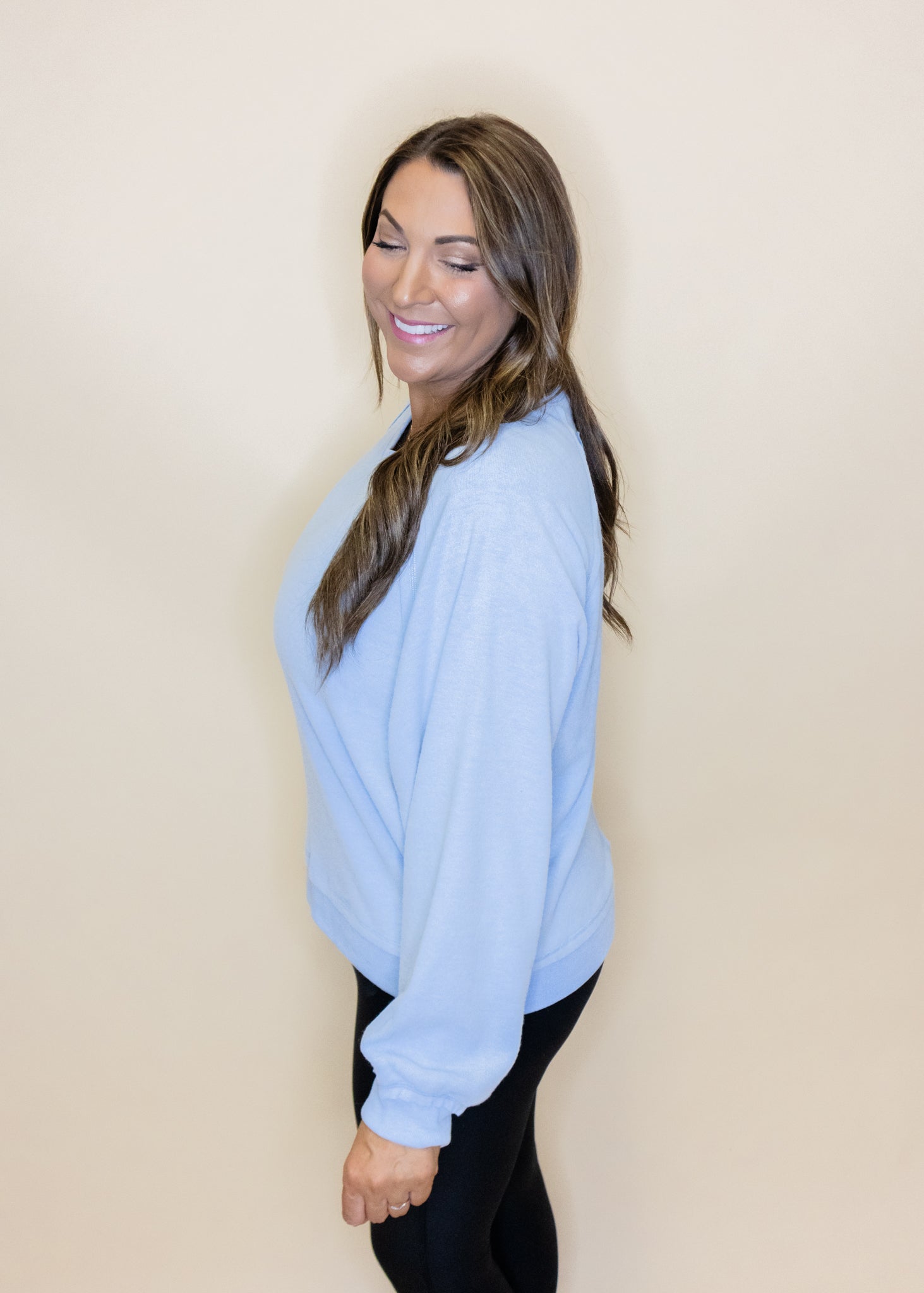 Powder Blue Solid Soft Sweatshirt