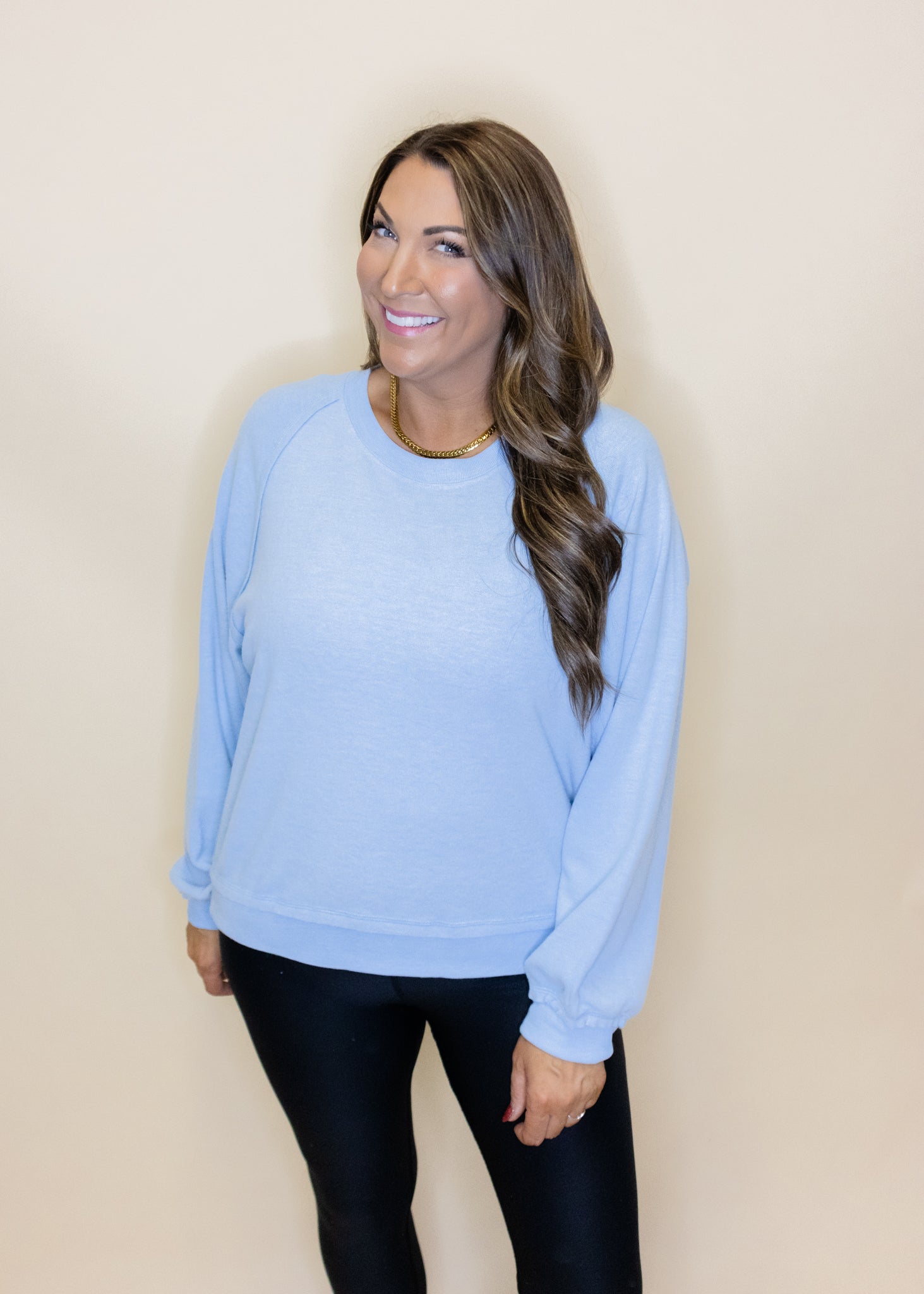 Powder Blue Solid Soft Sweatshirt