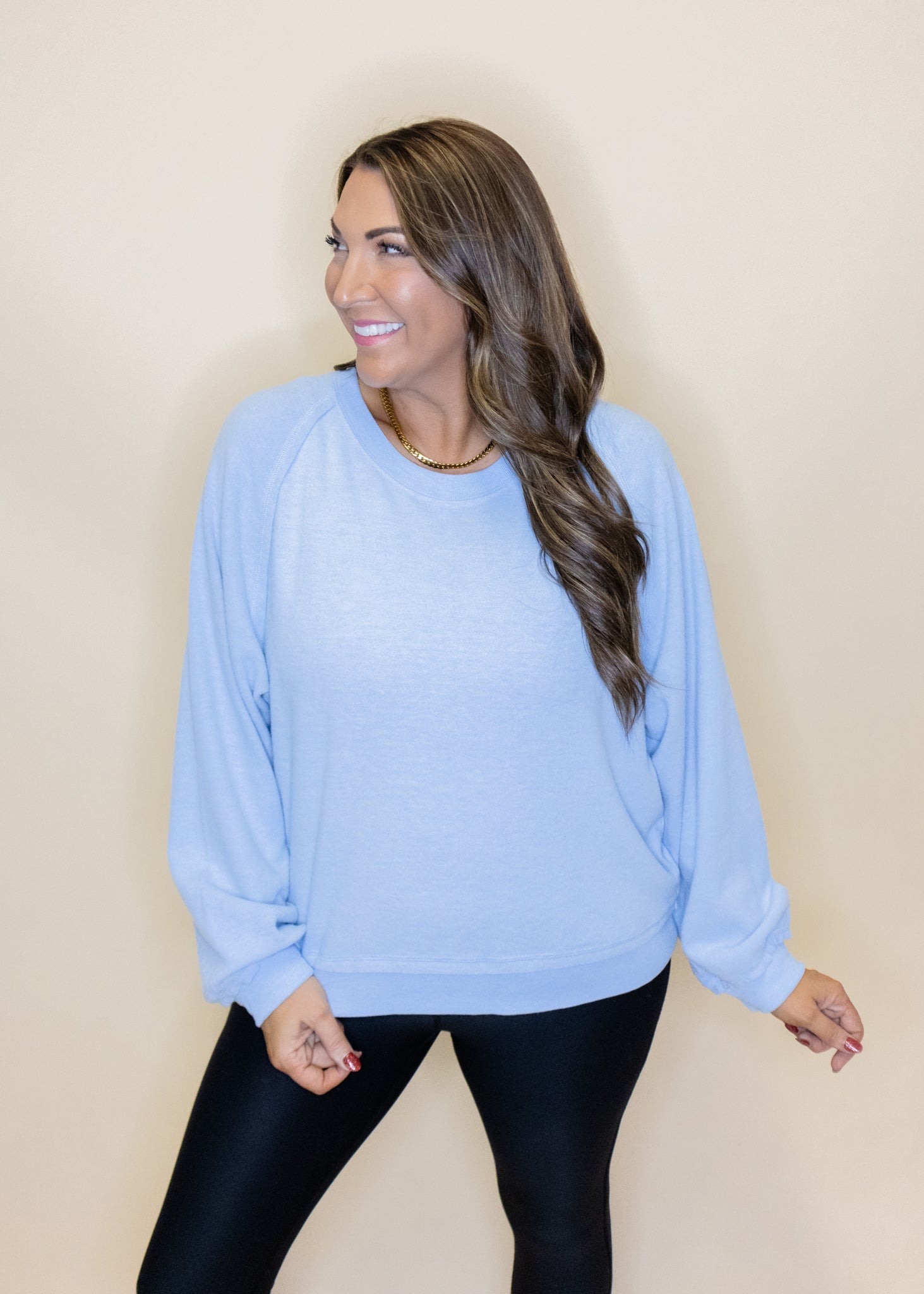 Powder Blue Solid Soft Sweatshirt