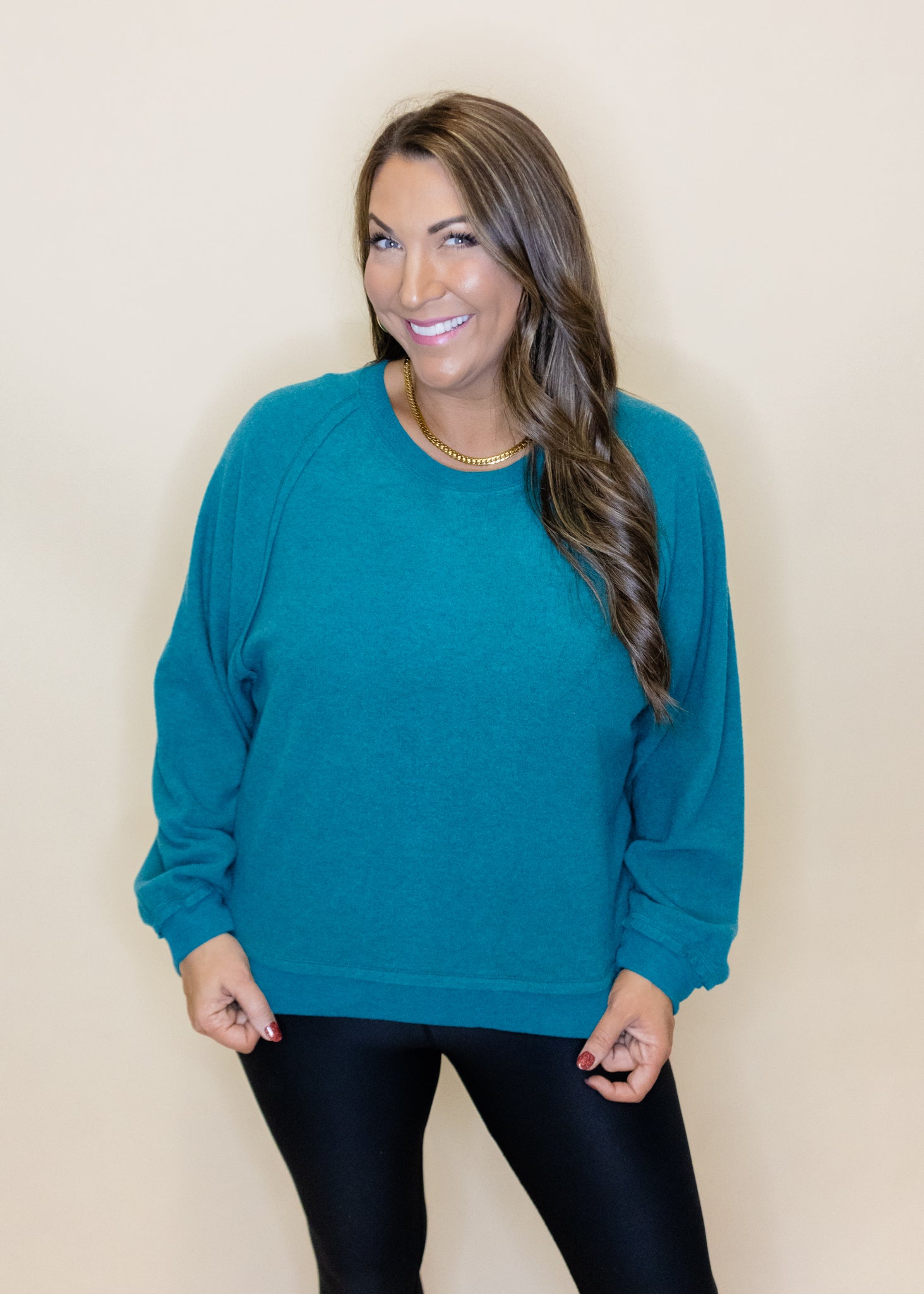 Teal Solid Soft Sweatshirt