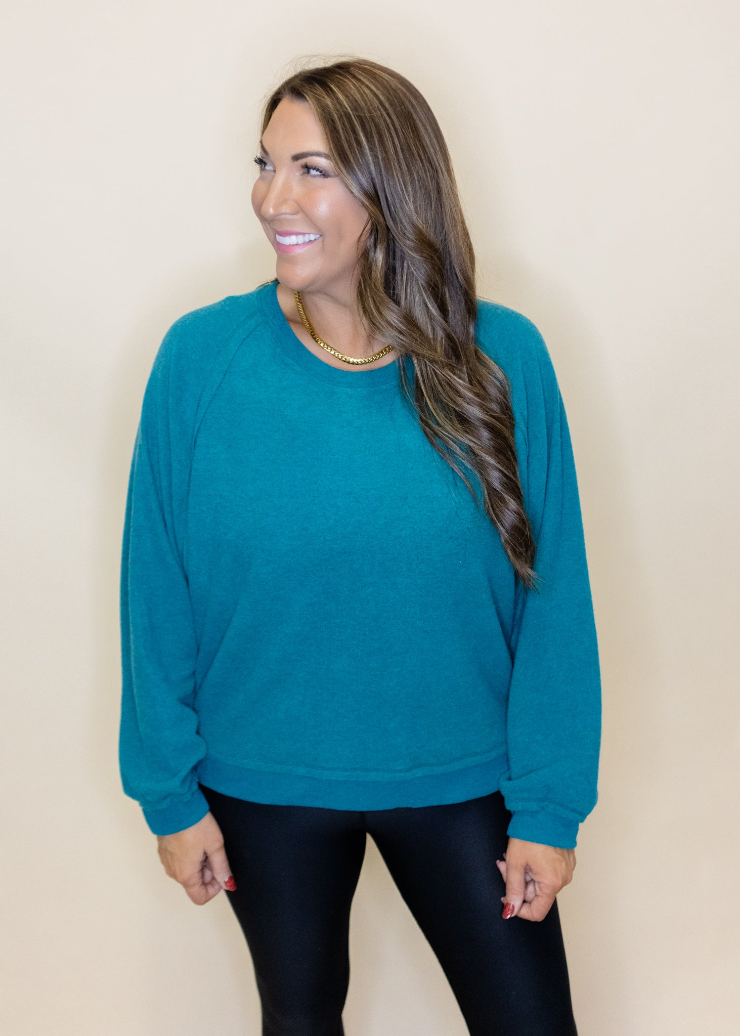 Teal Solid Soft Sweatshirt