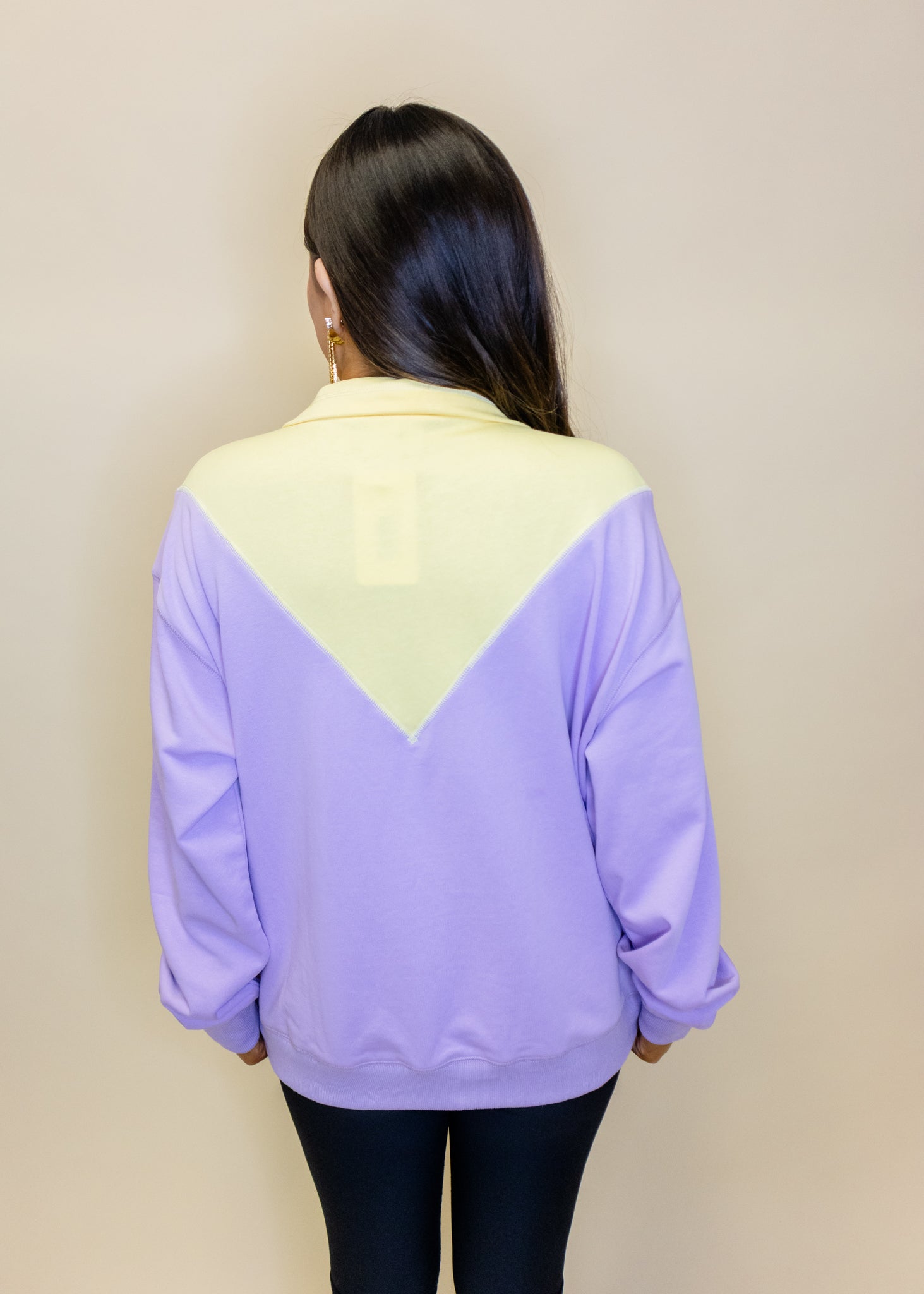 Purple Bold Color Block Button Up Pullover