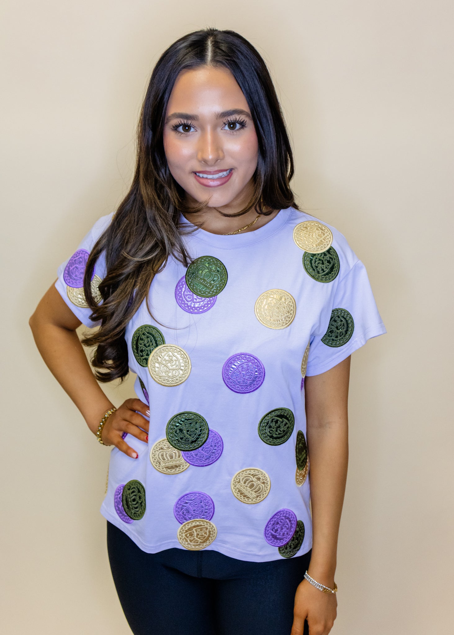 Lavender Mardi Gras Doubloon Tee