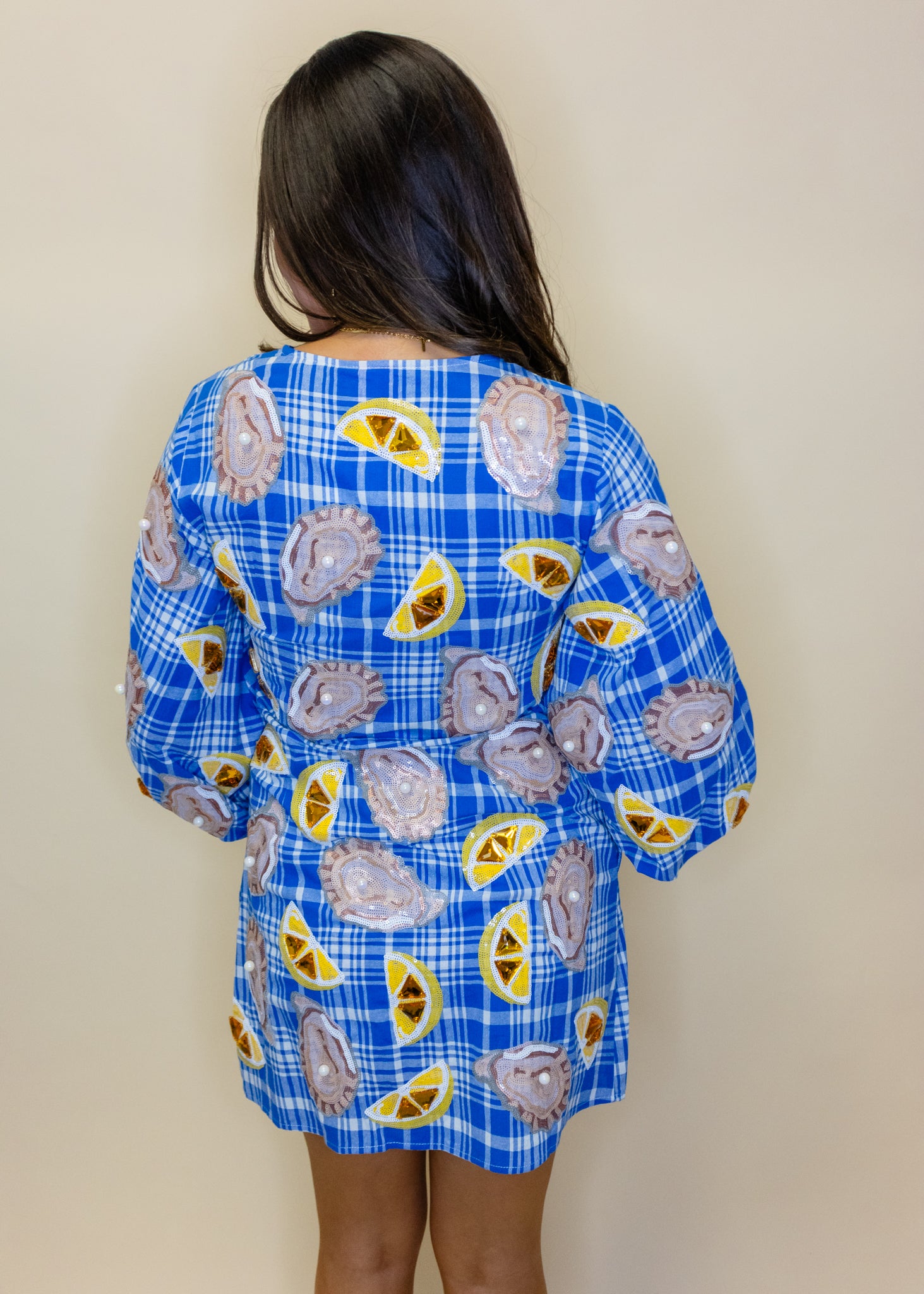 Blue & White Plaid Oysters & Lemons Button Up Dress
