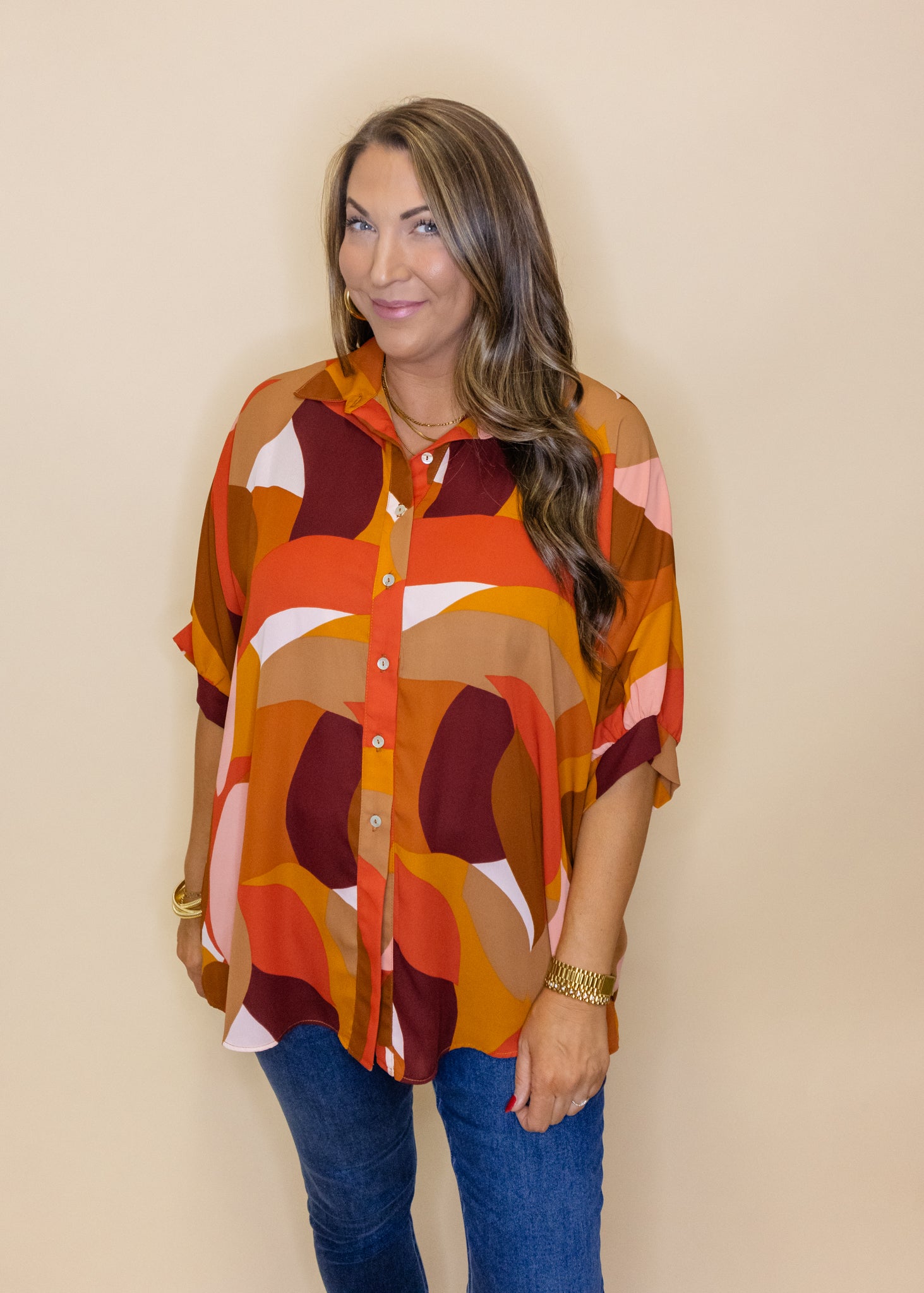 Arizona Autumn Foliage Button Down Top