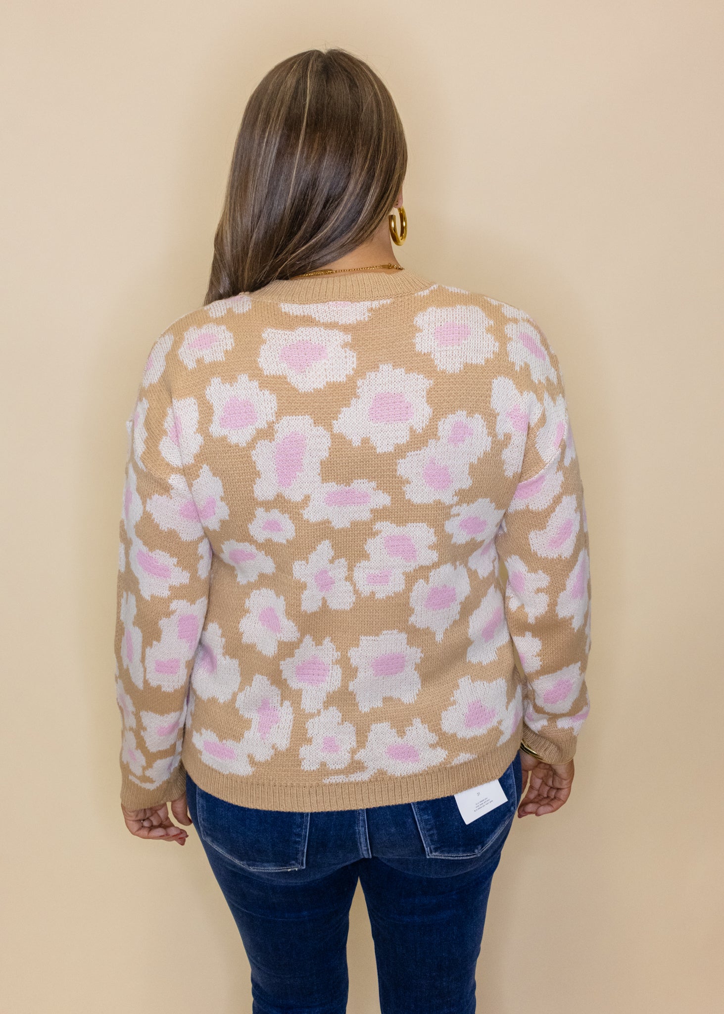 Taupe Floral Print Sweater