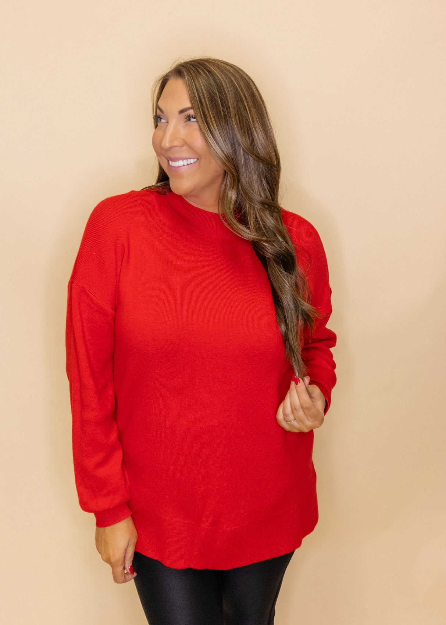 Red Mock Neck Sweater