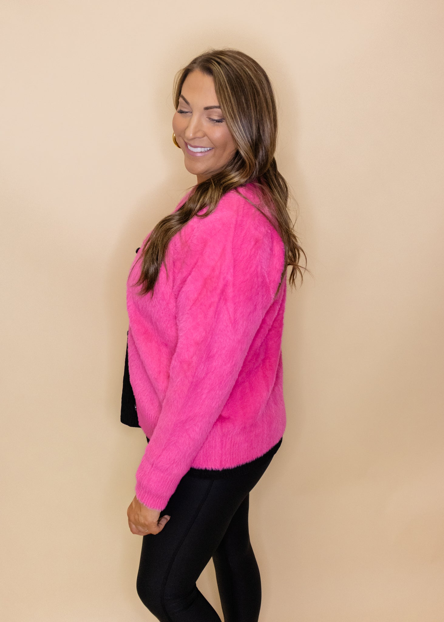 Marisol Pink Fuzzy Cardigan