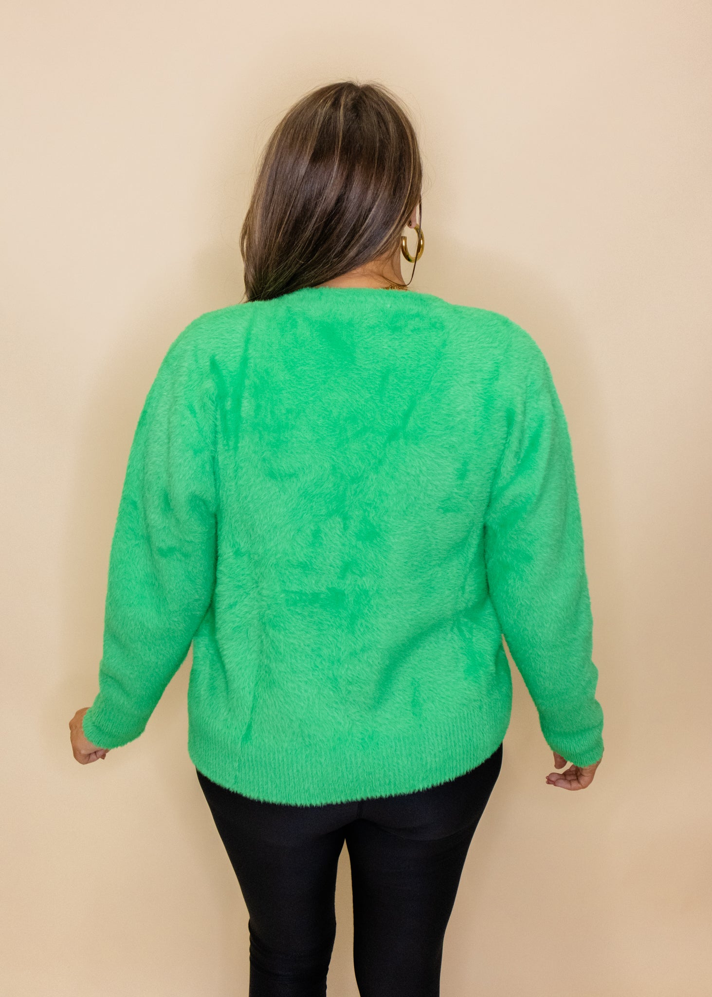 Marisol Green Fuzzy Cardigan