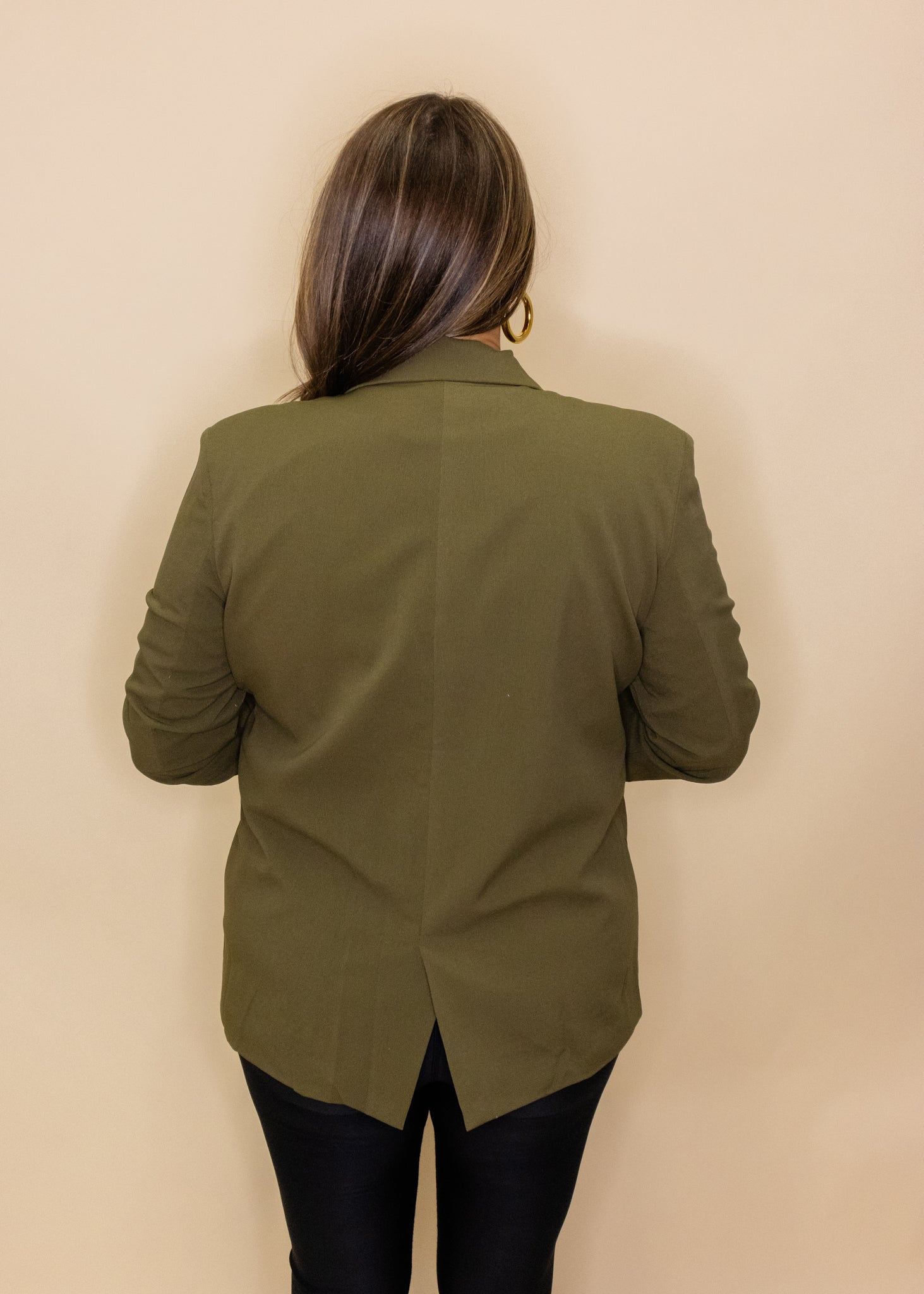 Olive Print Lining Blazer