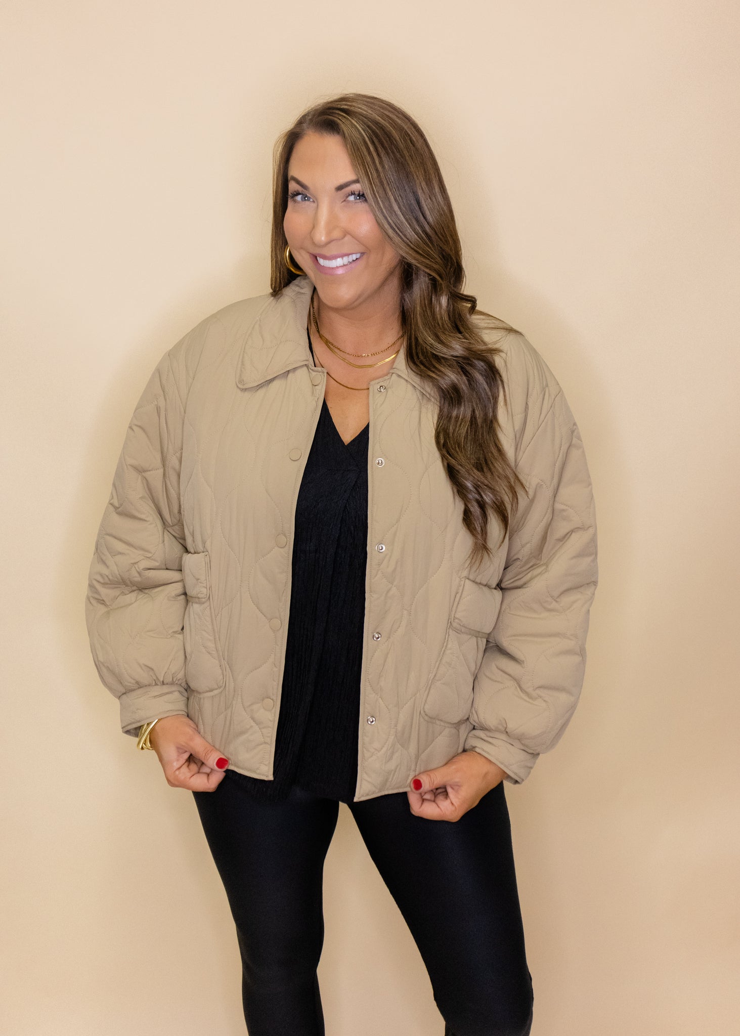 Khaki Quilted Pocket Jacket