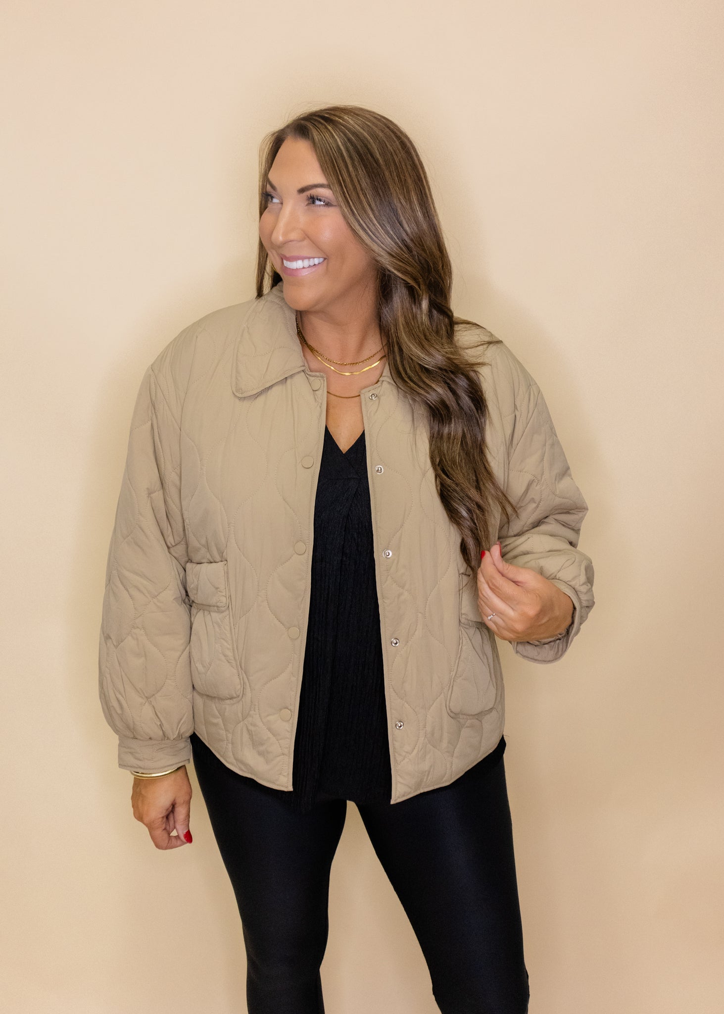 Khaki Quilted Pocket Jacket