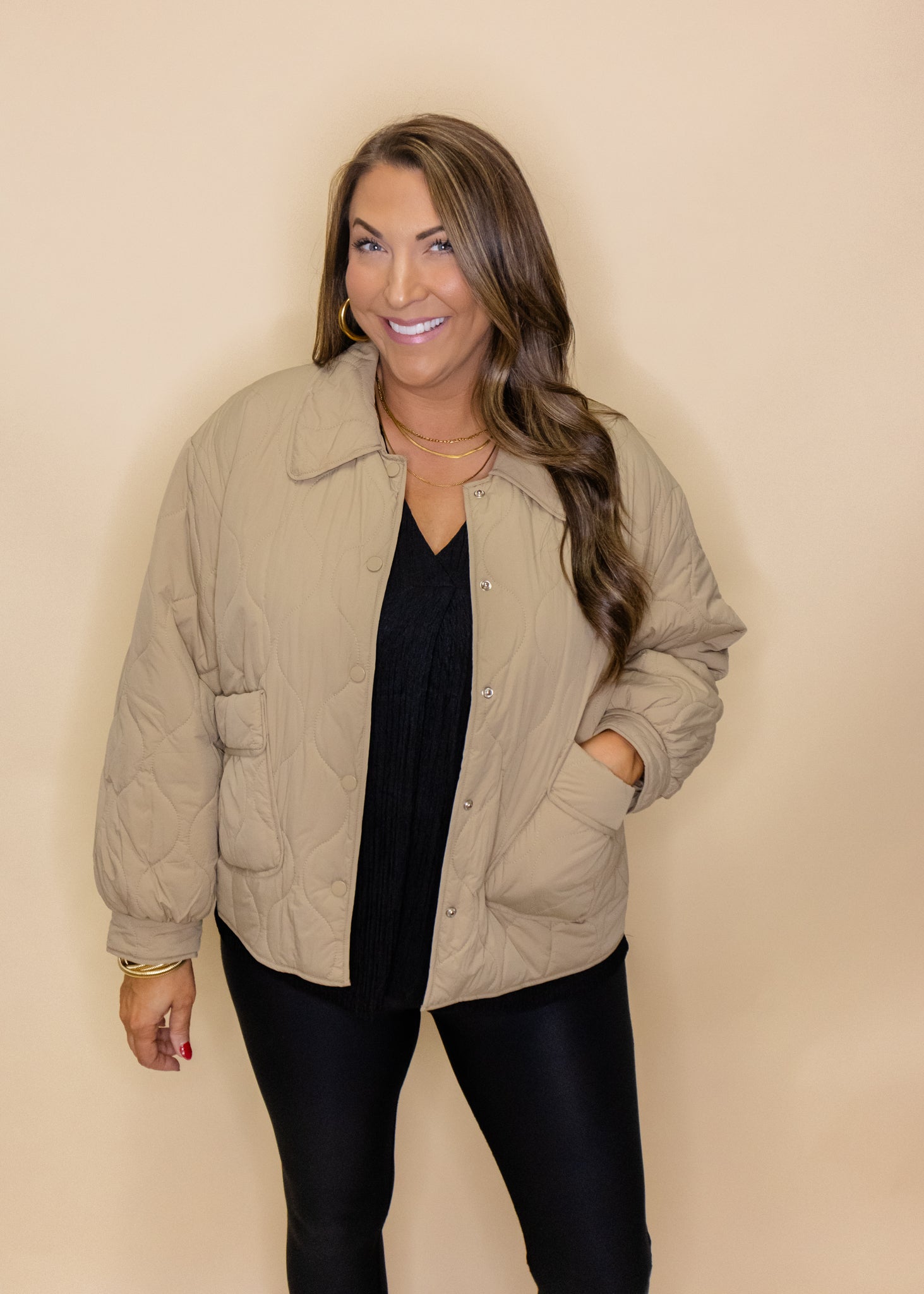 Khaki Quilted Pocket Jacket