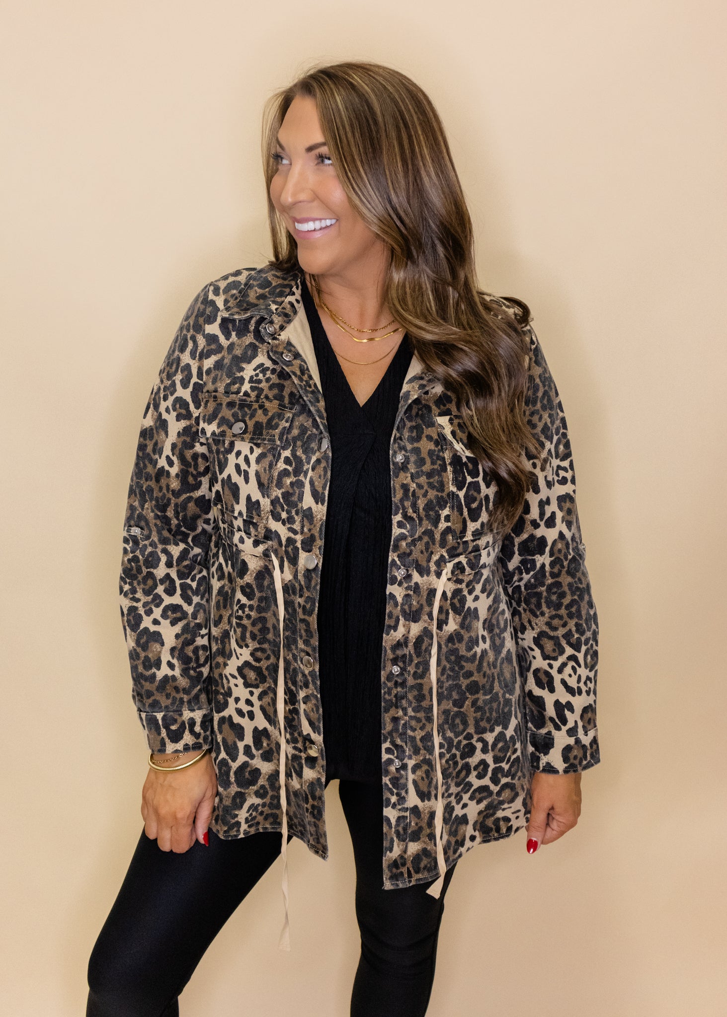 Leopard Print Utility Jacket