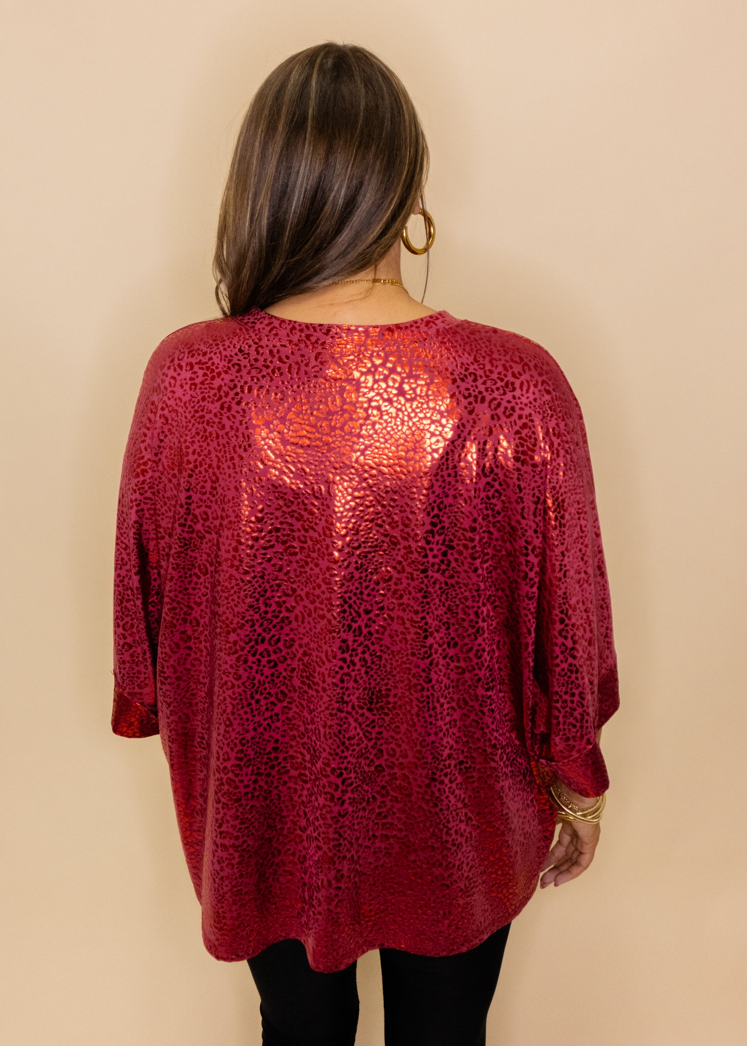 Memphis Red Cat Cuff Sleeve Top