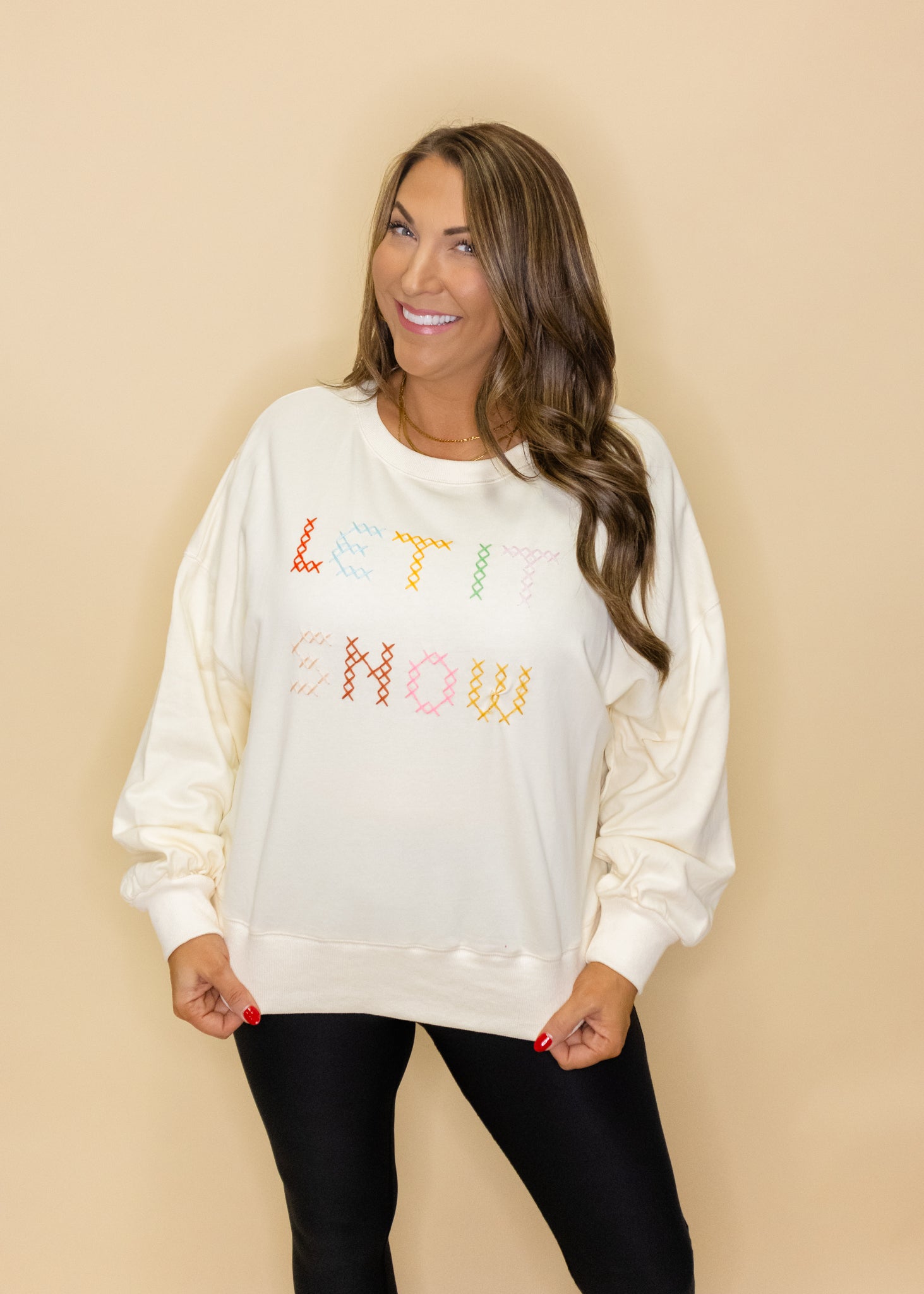 Cream Let it Snow Sweatshirt