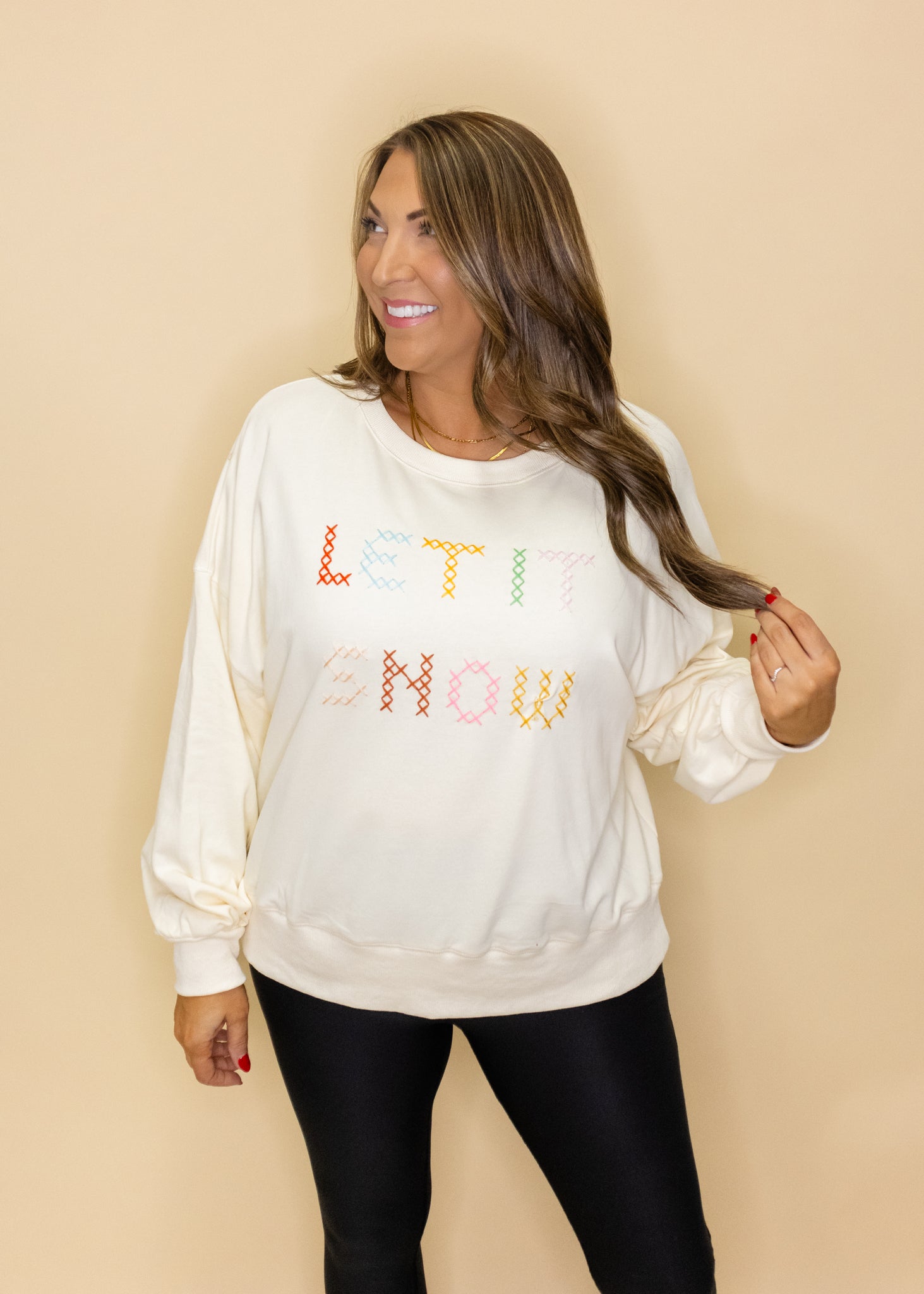 Cream Let it Snow Sweatshirt