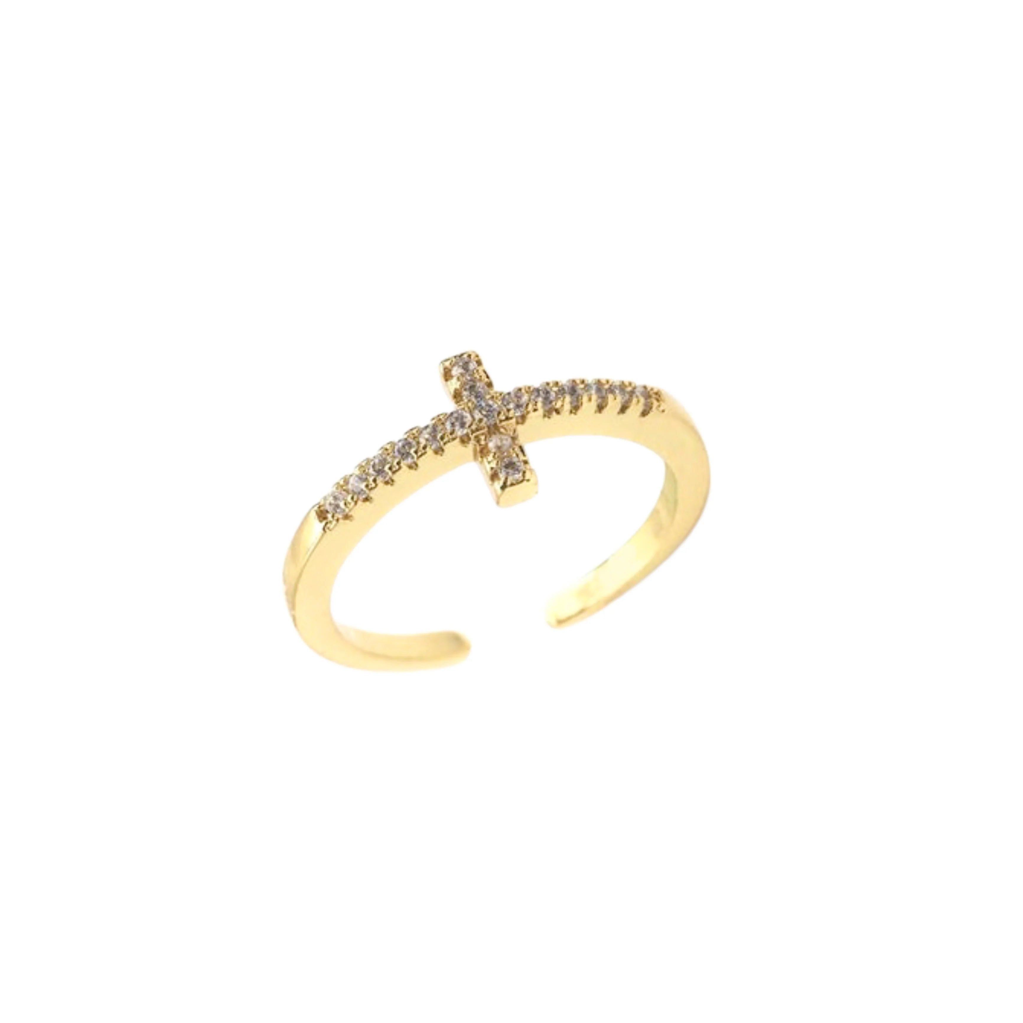 Diamond Cross Adjustable Ring