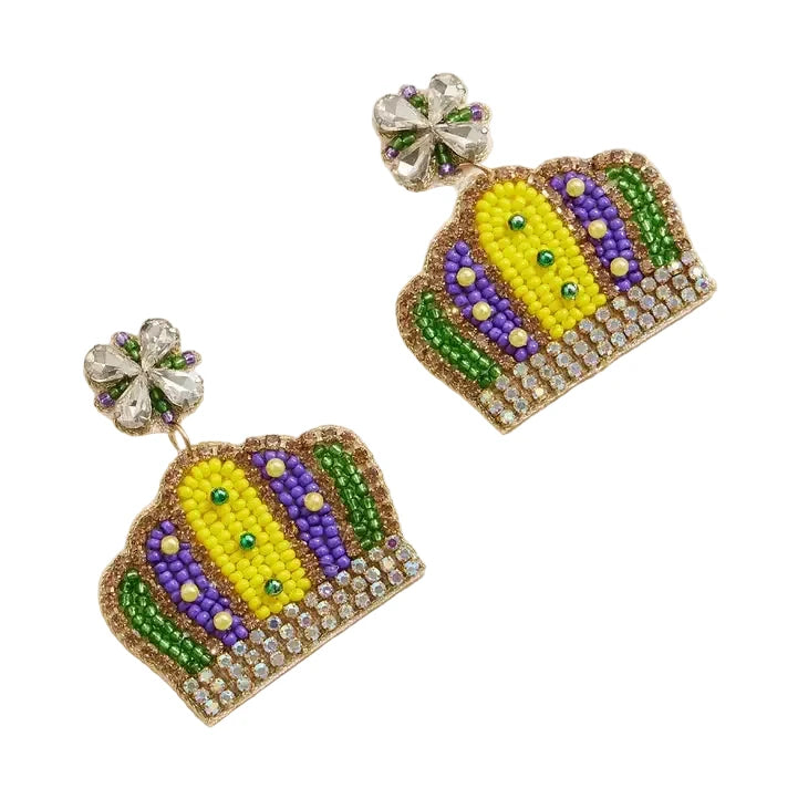 Mardi Gras Crown Rhinestone Earrings