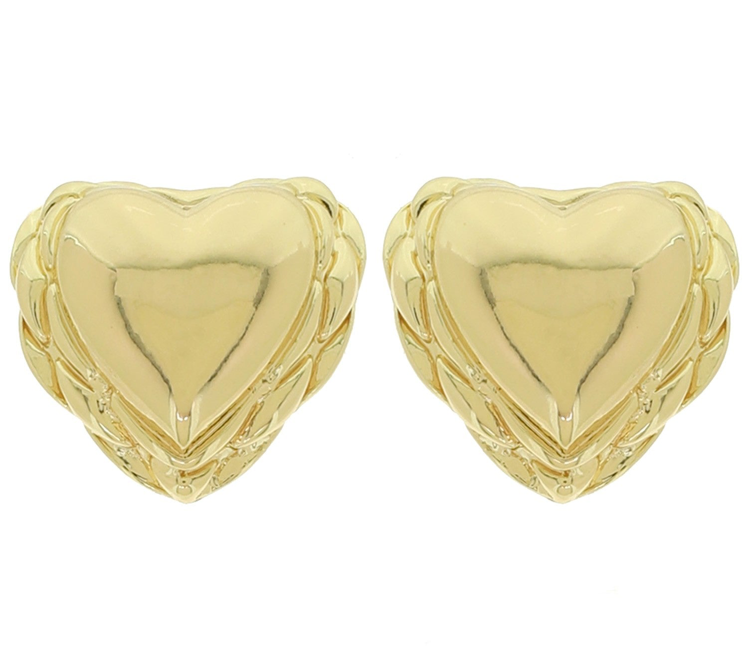 Gold Scallop-edged Heart Earrings