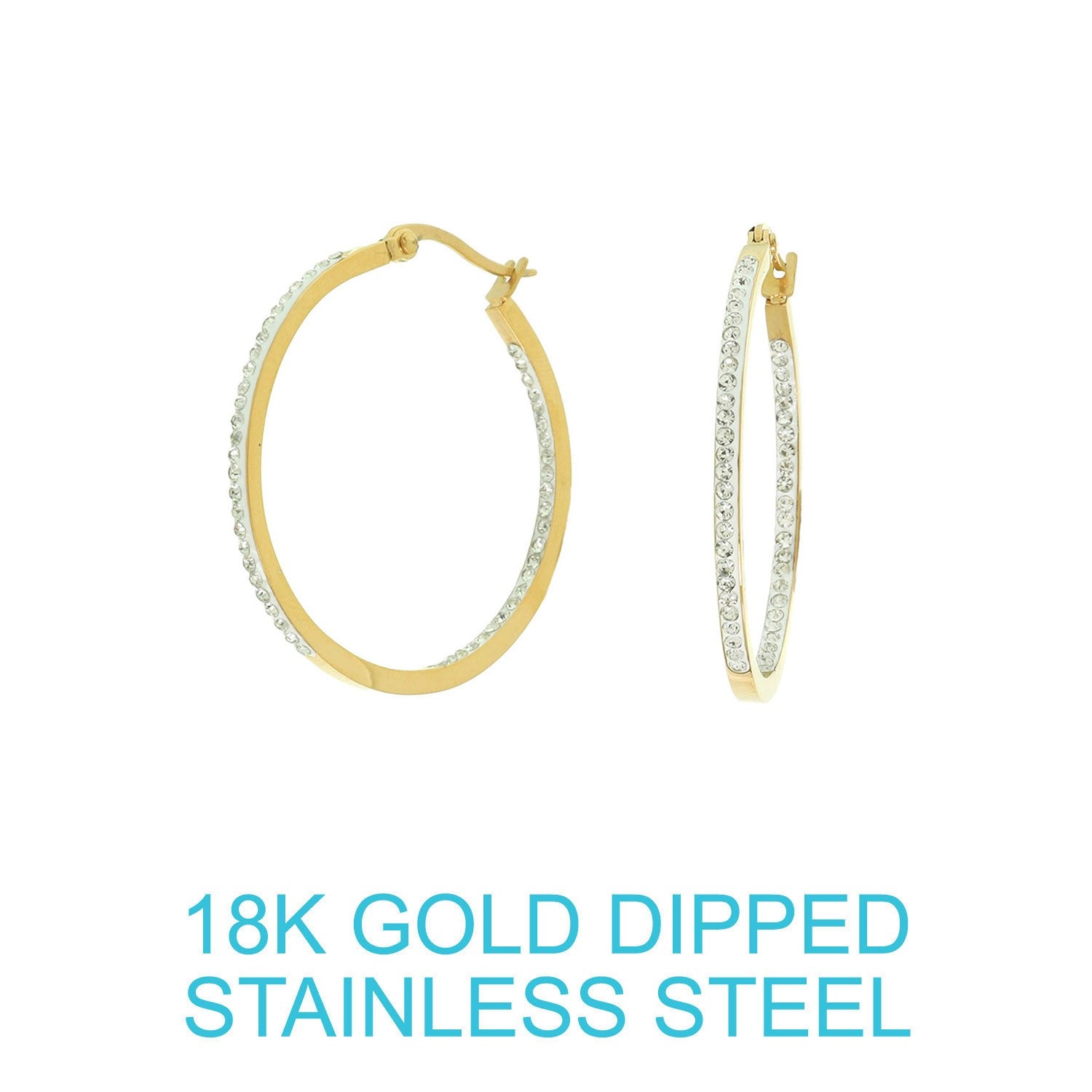 Gold Rhinestone Hoop Earrings