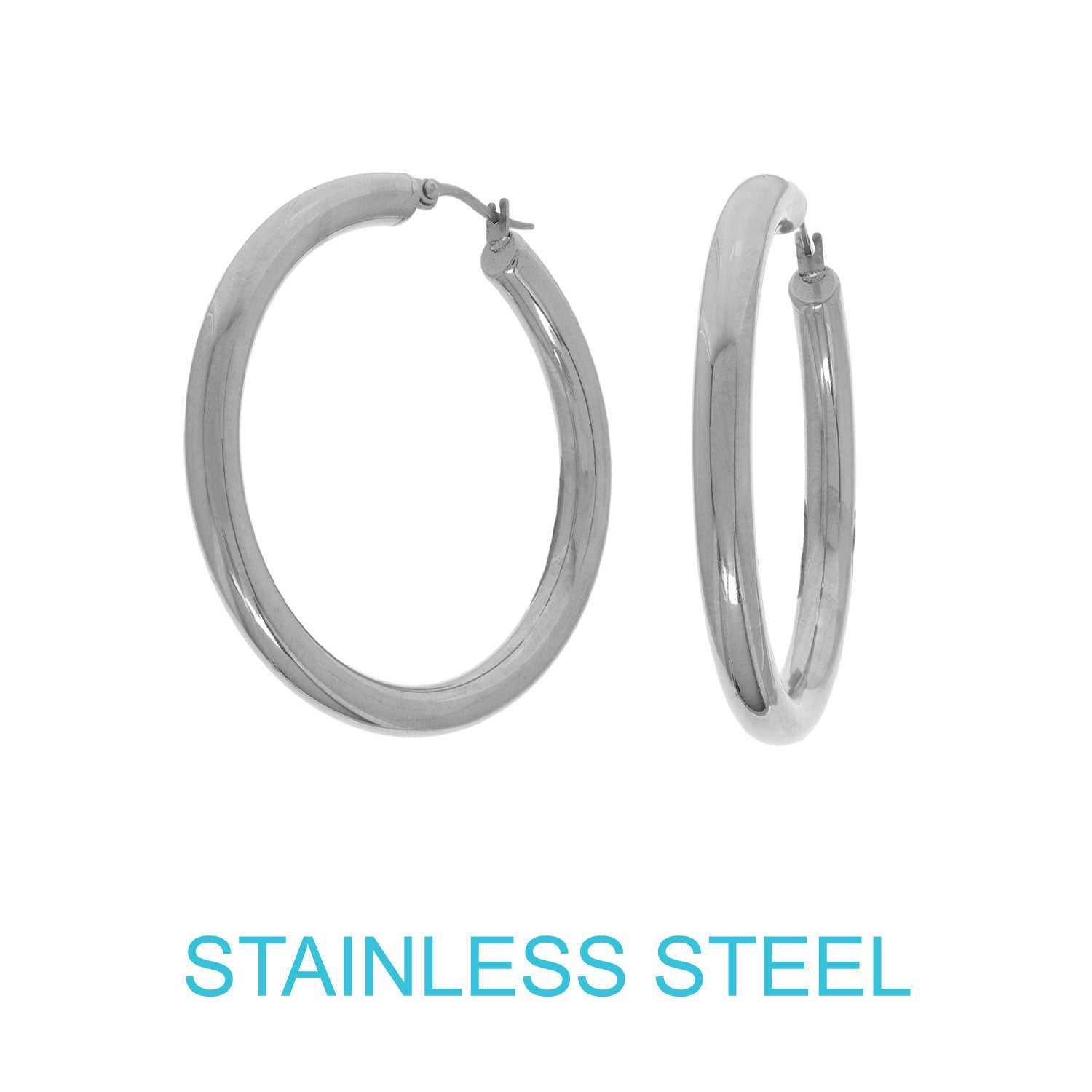 1.5" Silver 18k Gold Dipped Stainless Steel Hoop Earrings