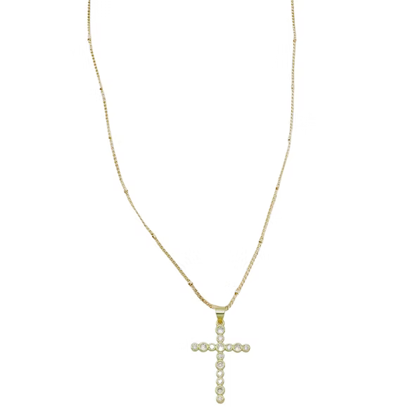 Gold Laney Crystal Cross Necklace