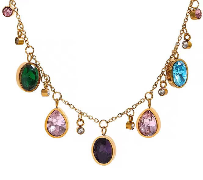 Gold Jenna Multi Diamond Necklace