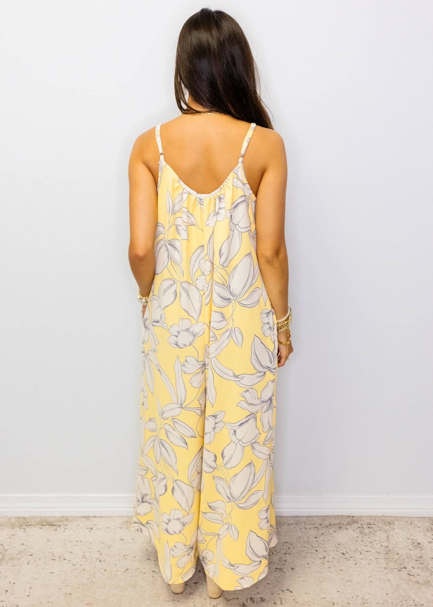 Yellow Floral Print Jumpsuit