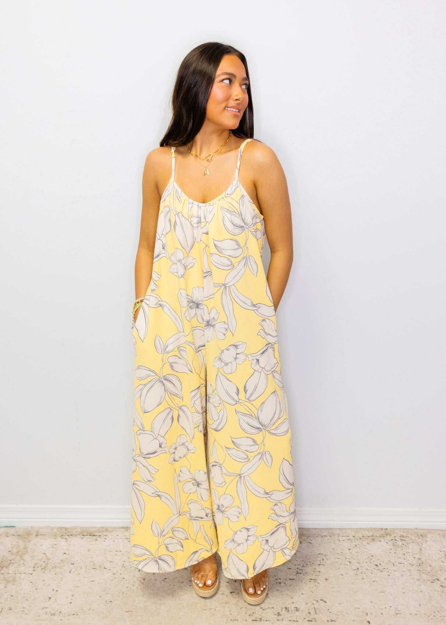 Yellow Floral Print Jumpsuit