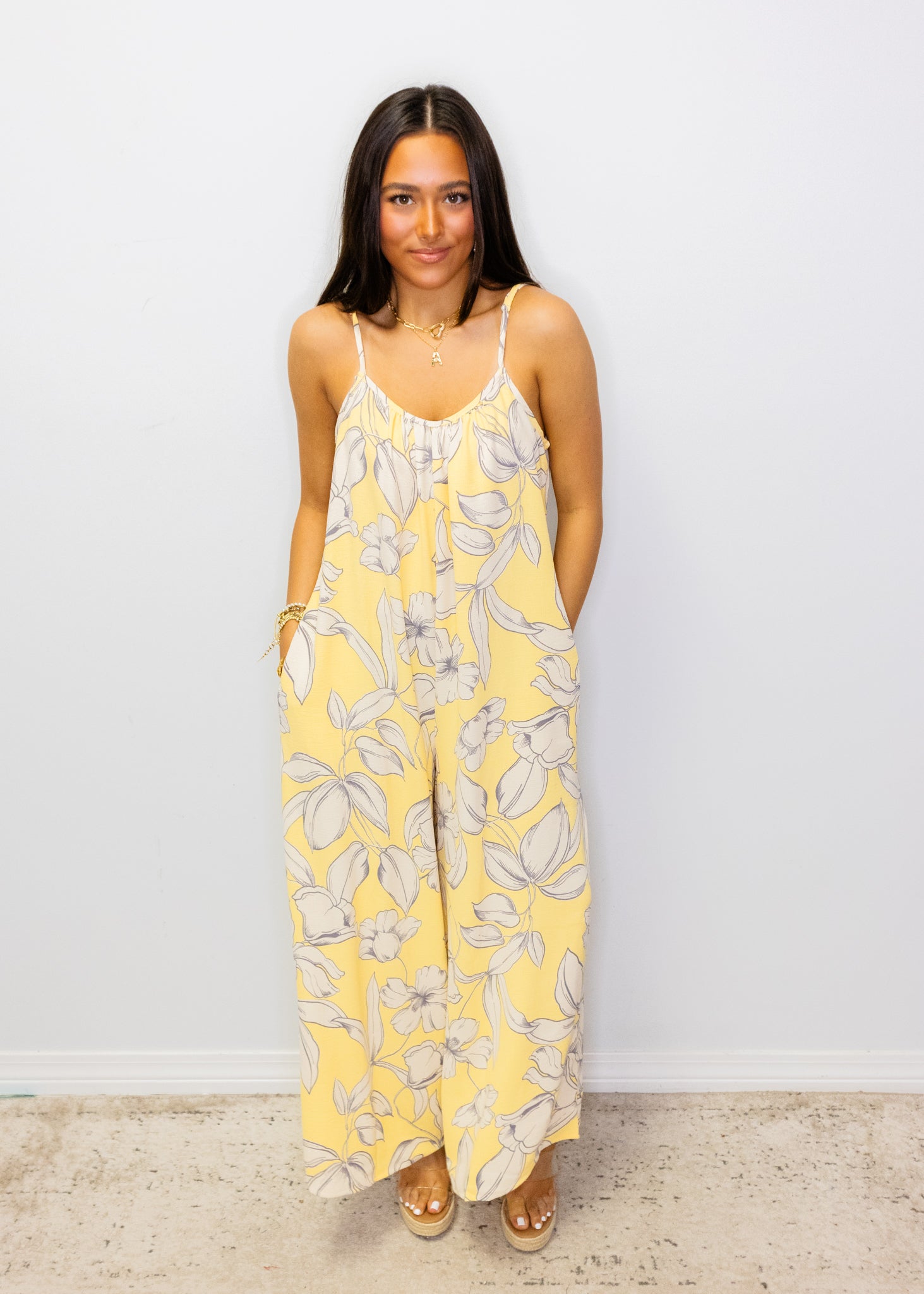 Yellow Floral Print Jumpsuit
