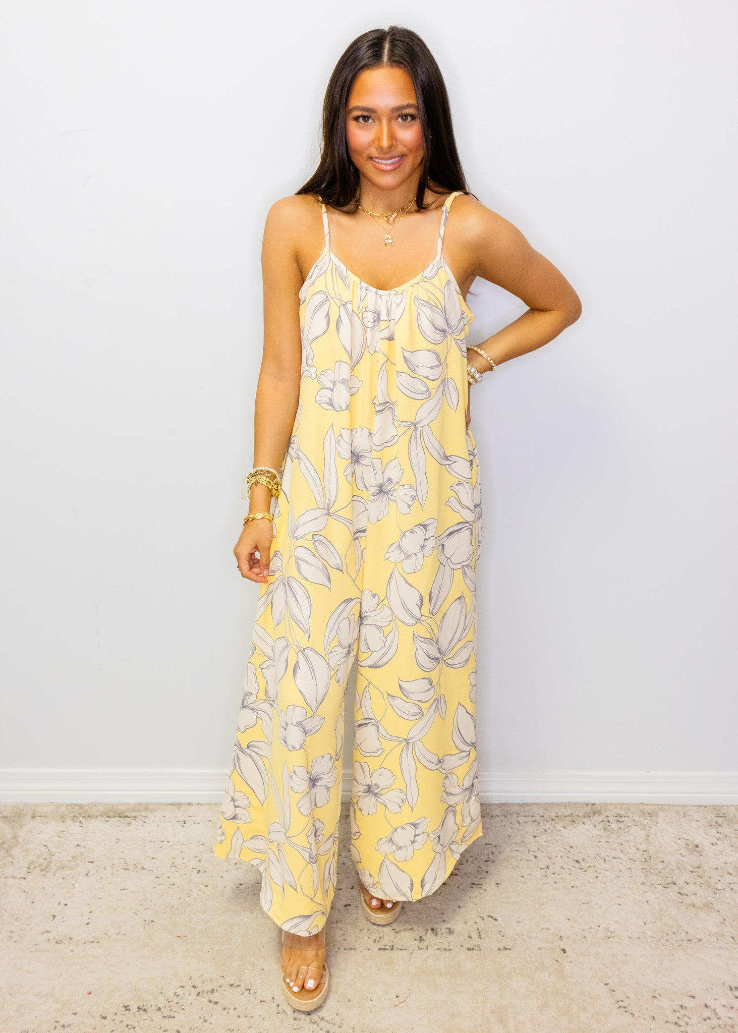 Yellow Floral Print Jumpsuit