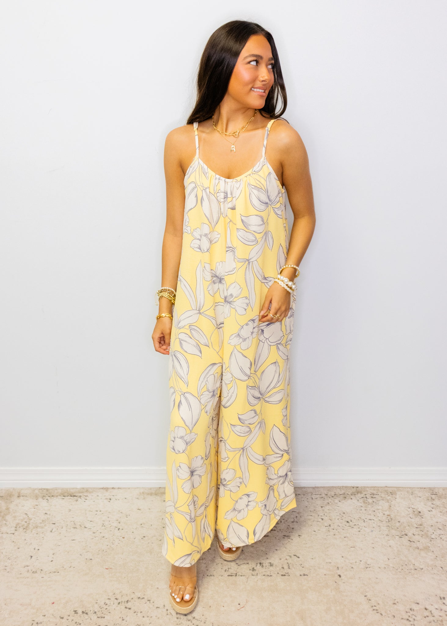 Yellow Floral Print Jumpsuit