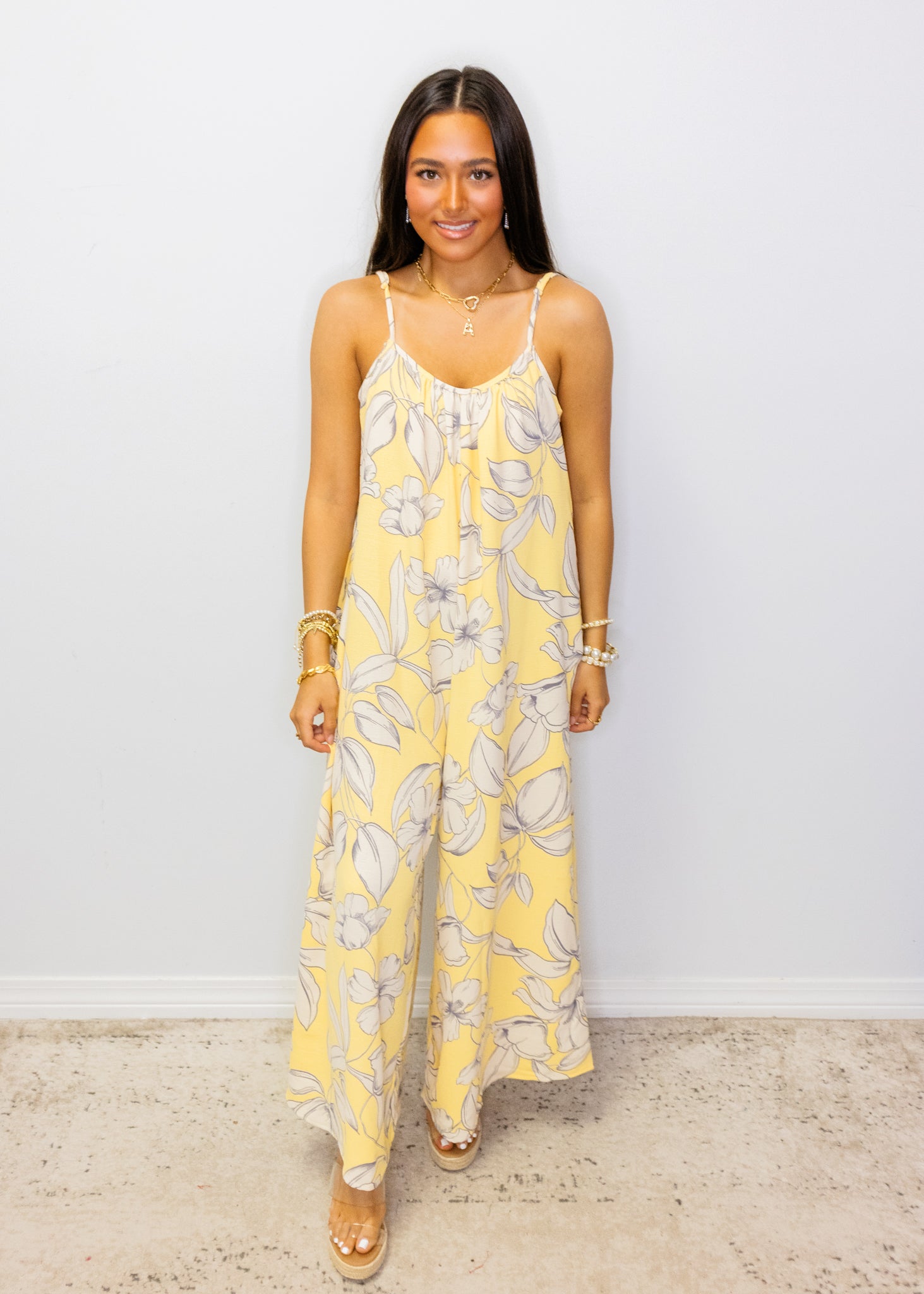Yellow Floral Print Jumpsuit