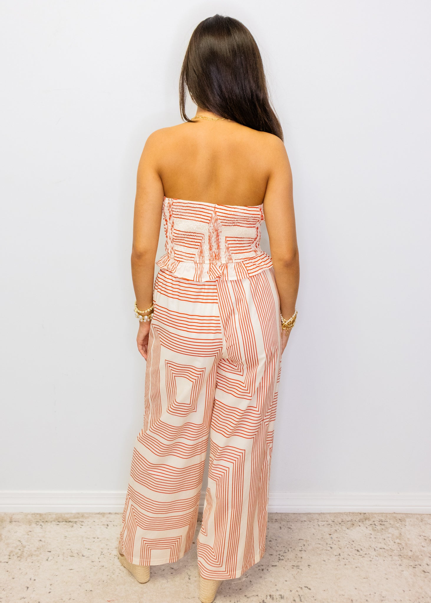 Red Stripe Tube Pants Set