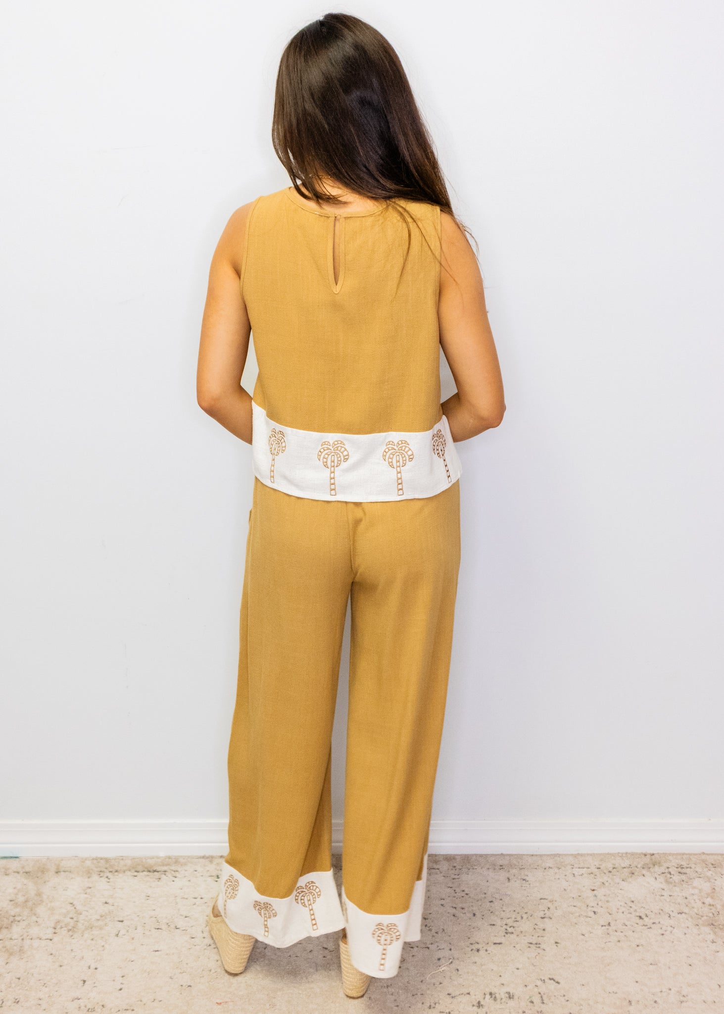 Camel Palm Tree Border Pants Set