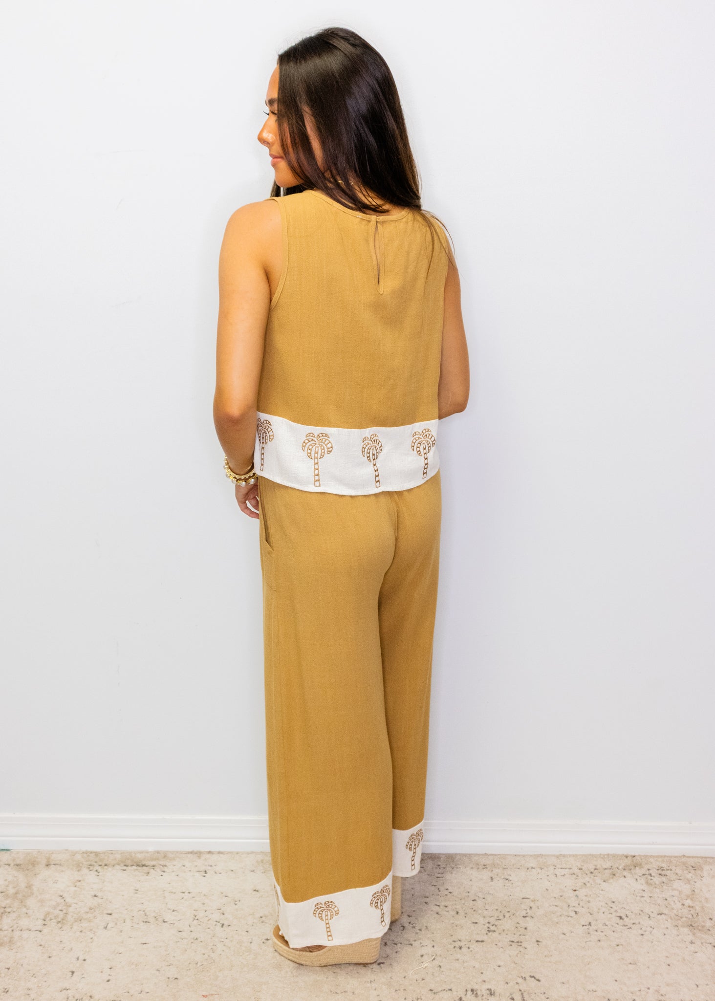 Camel Palm Tree Border Pants Set
