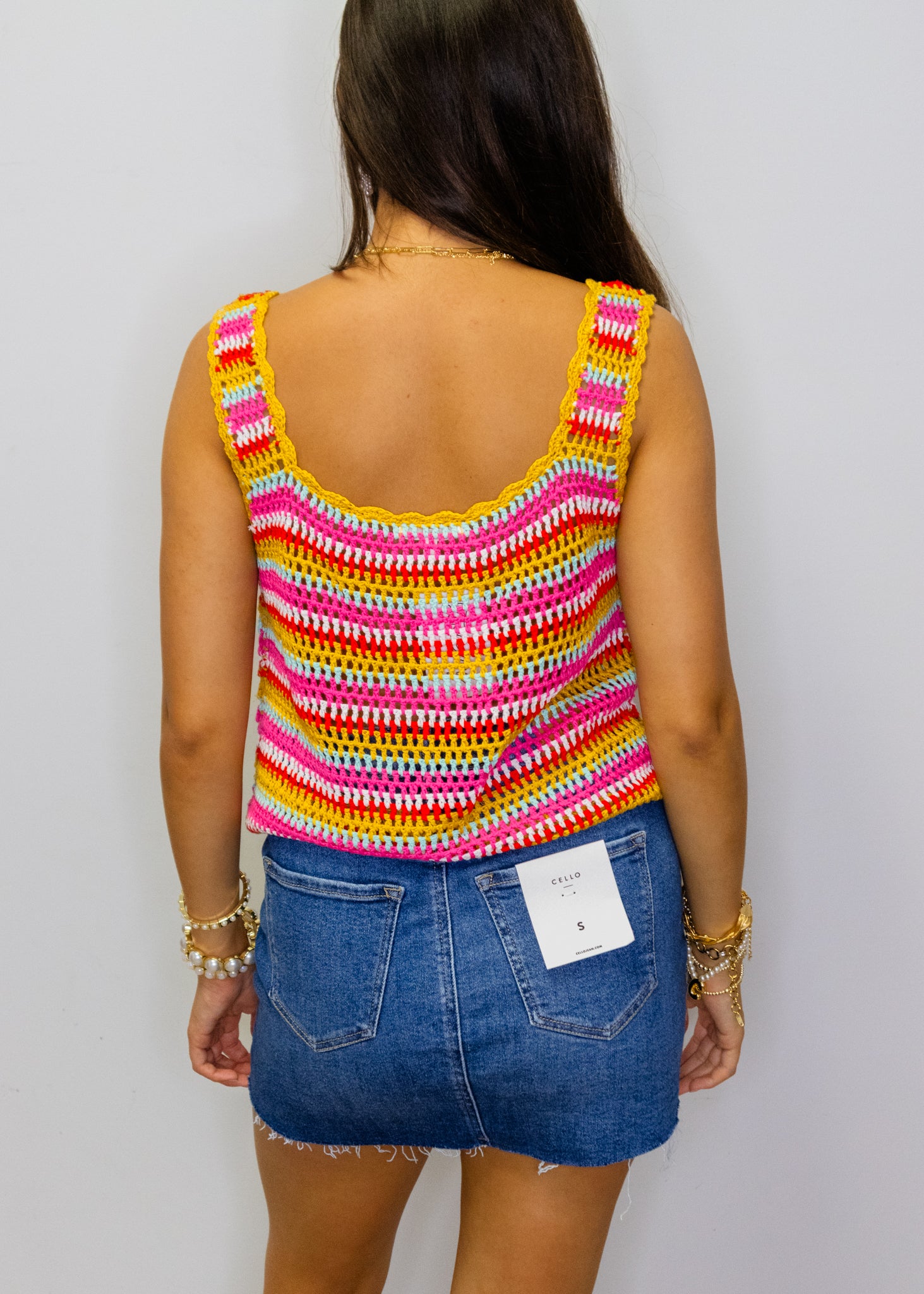 Multi Stripe Crochet Tank